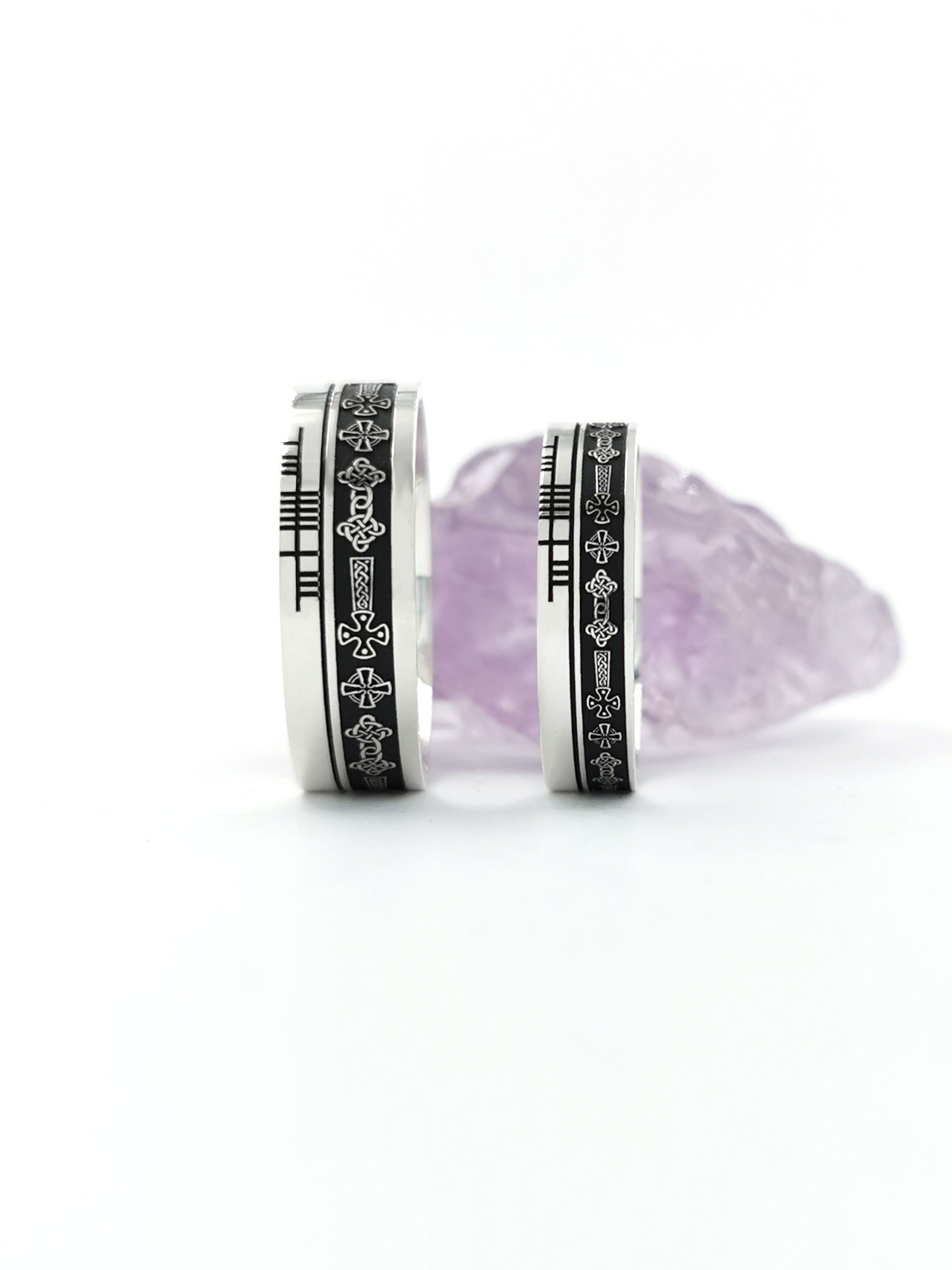 Genuine Sterling Silver Celtic Cross 7.3mm Ring With a Oxidised Finish