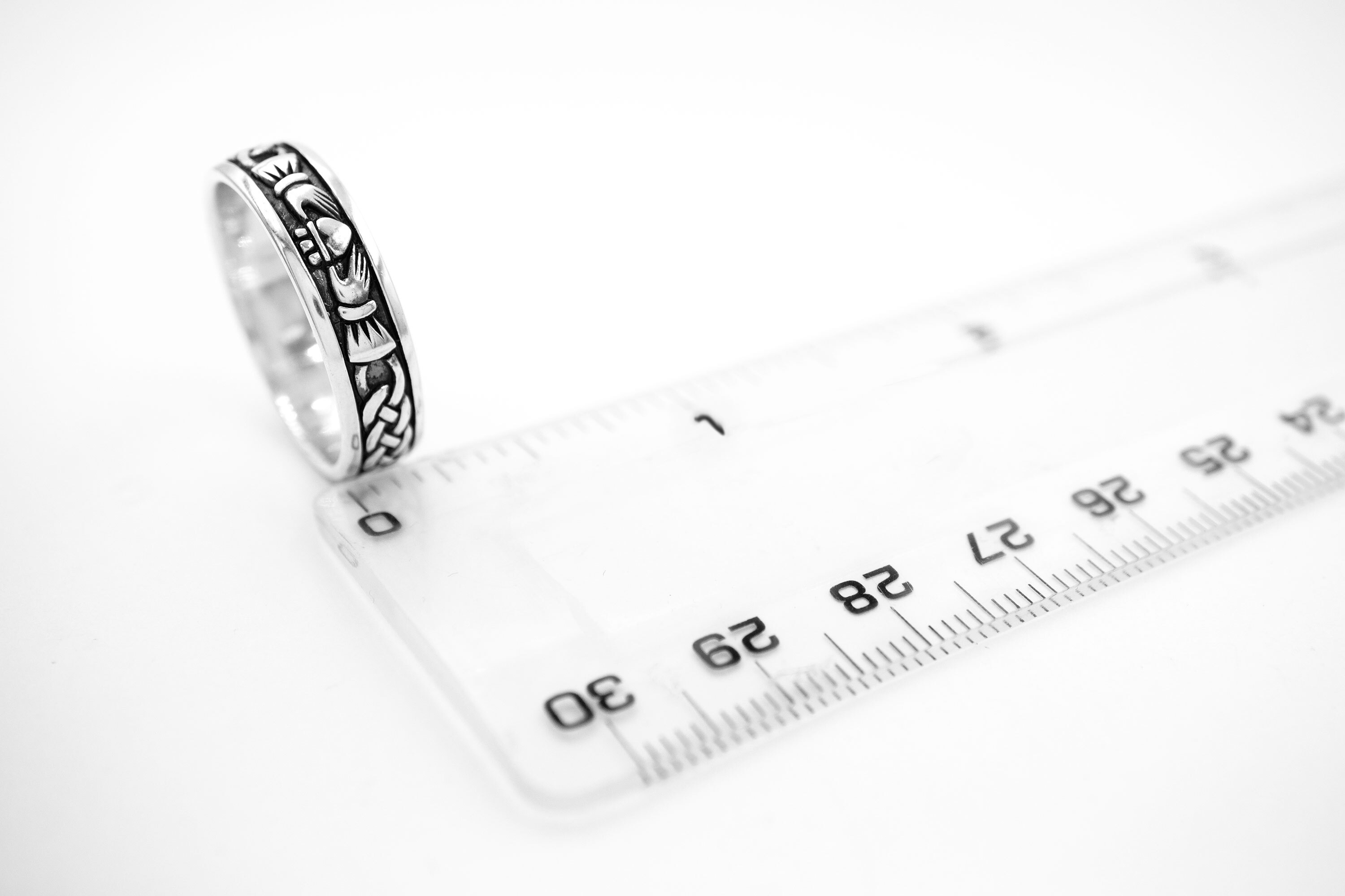 Genuine Sterling Silver Celtic Knot & Claddagh 8.0mm Ring For Women With a Oxidized Finish