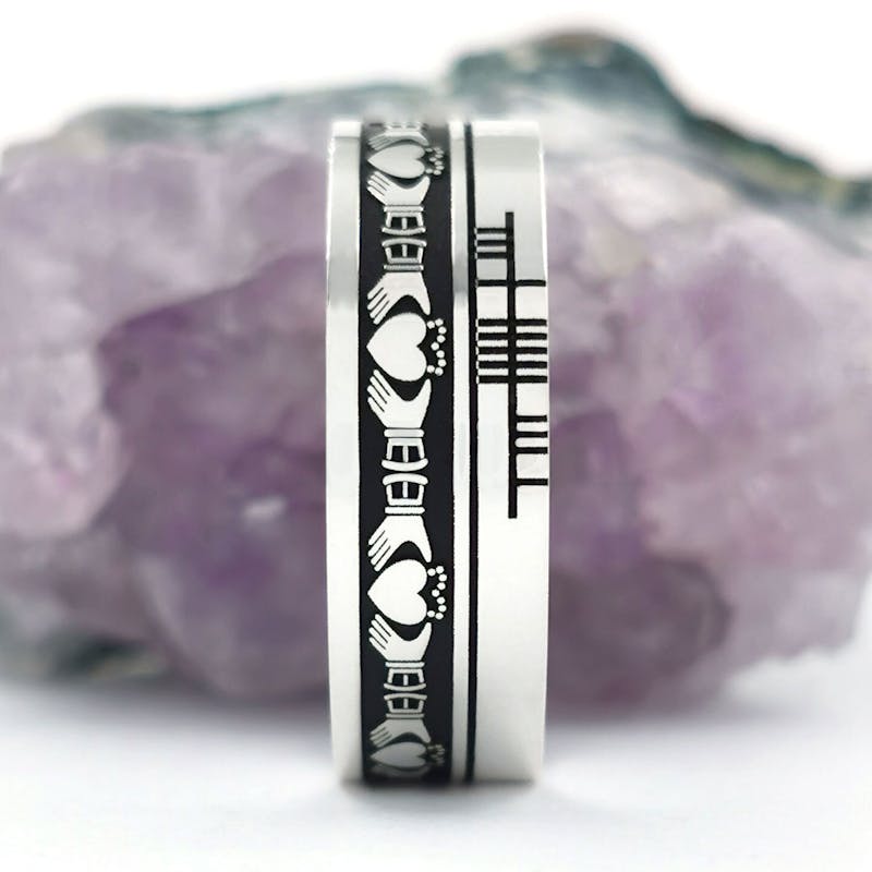 Gorgeous Sterling Silver Ogham Wedding Ring With a Oxidized Finish