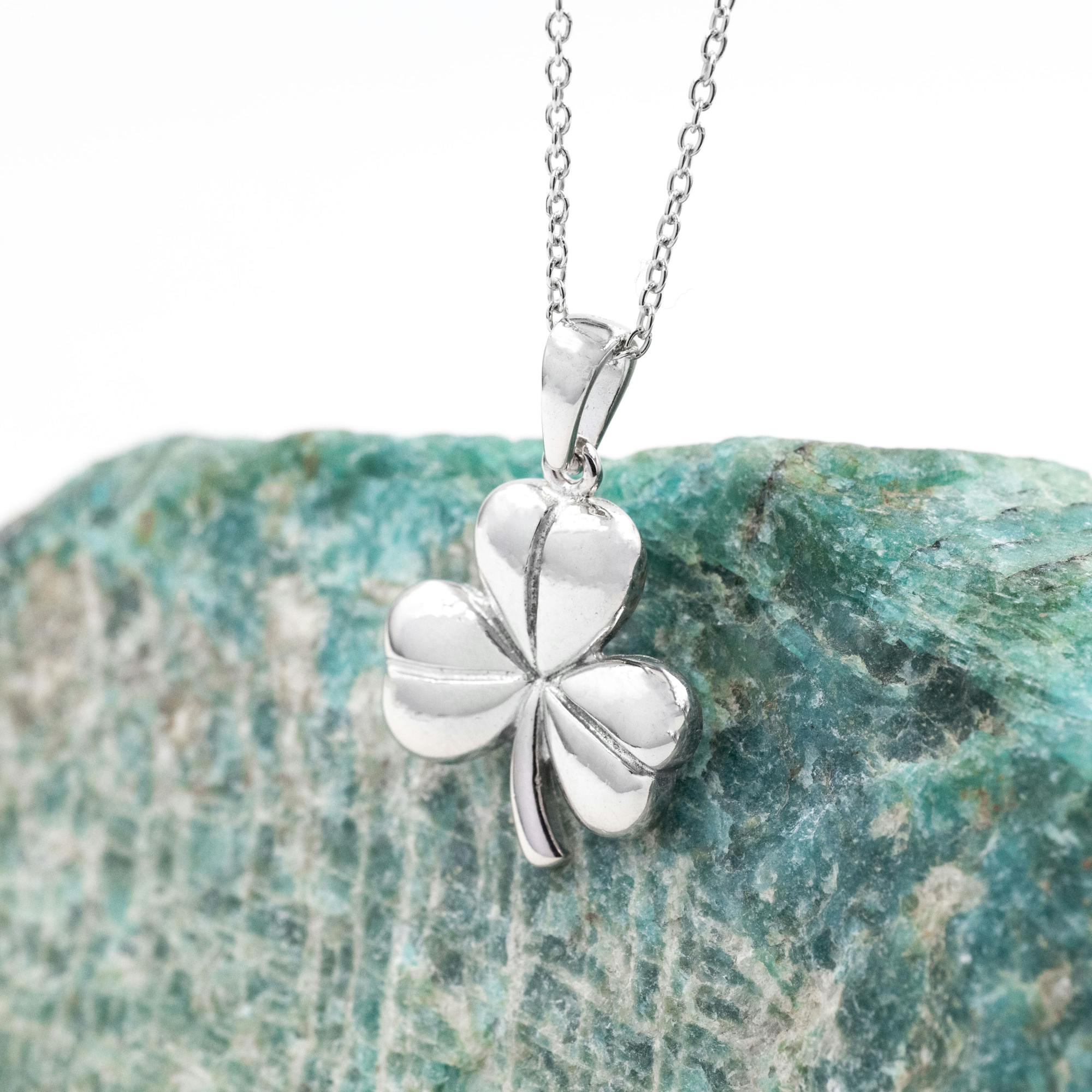 Silver Shamrock Necklace, From Ireland My Irish Jeweler