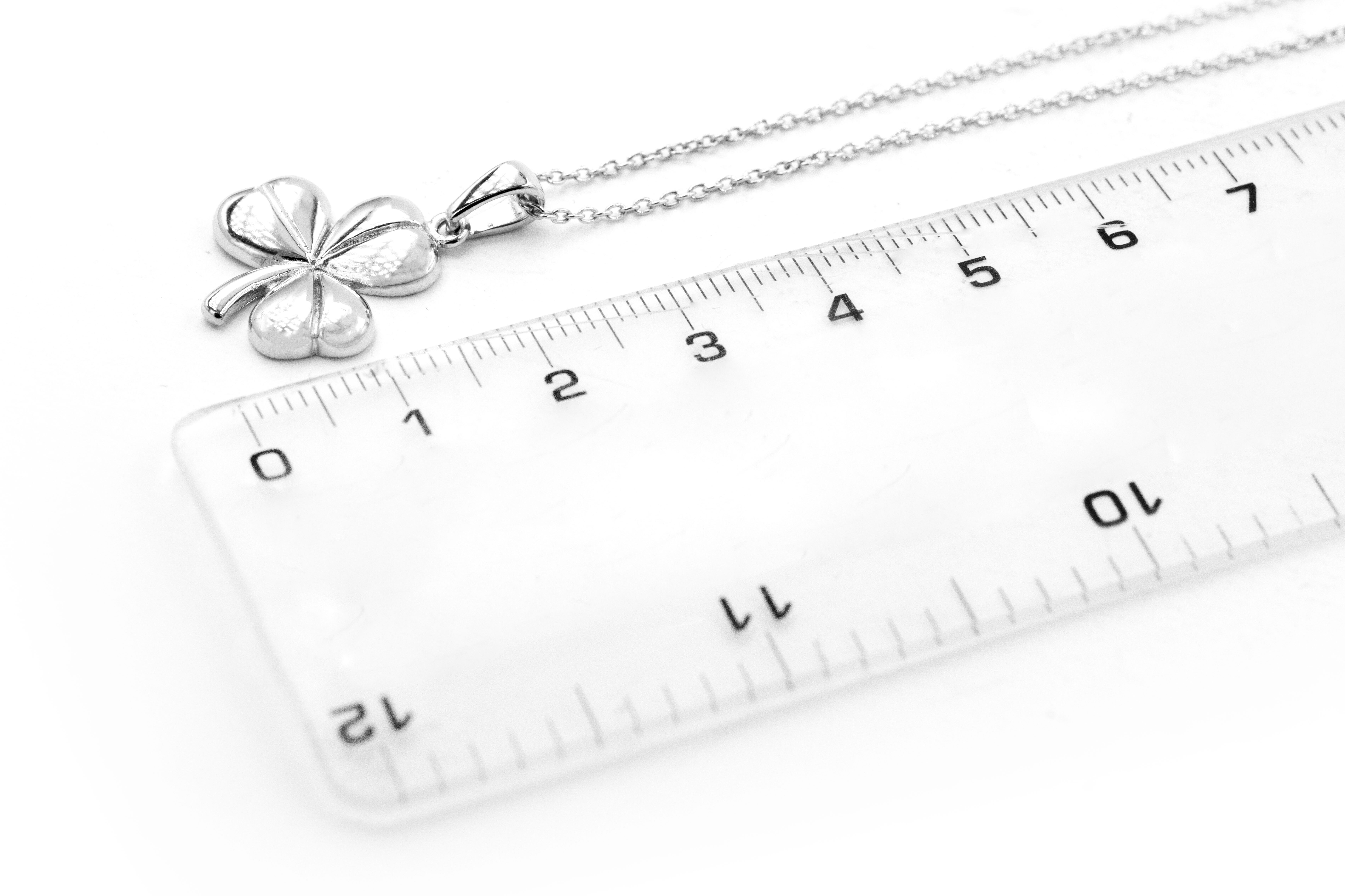 Polished Shamrock Necklace in Real Sterling Silver. Picture For Scale.