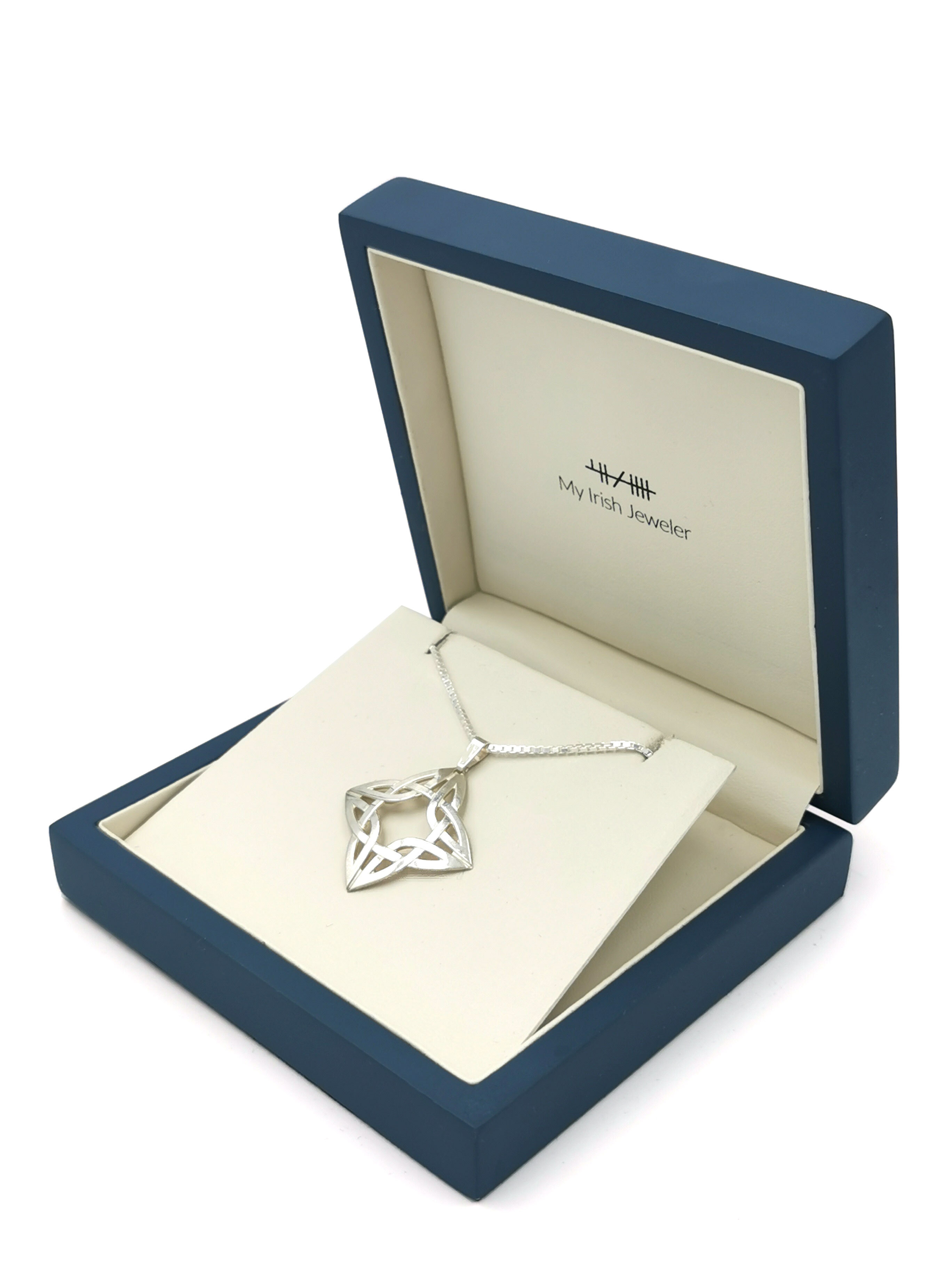 Womens Small Celtic Knot Necklace in Real Sterling Silver. In Luxury Packaging.
