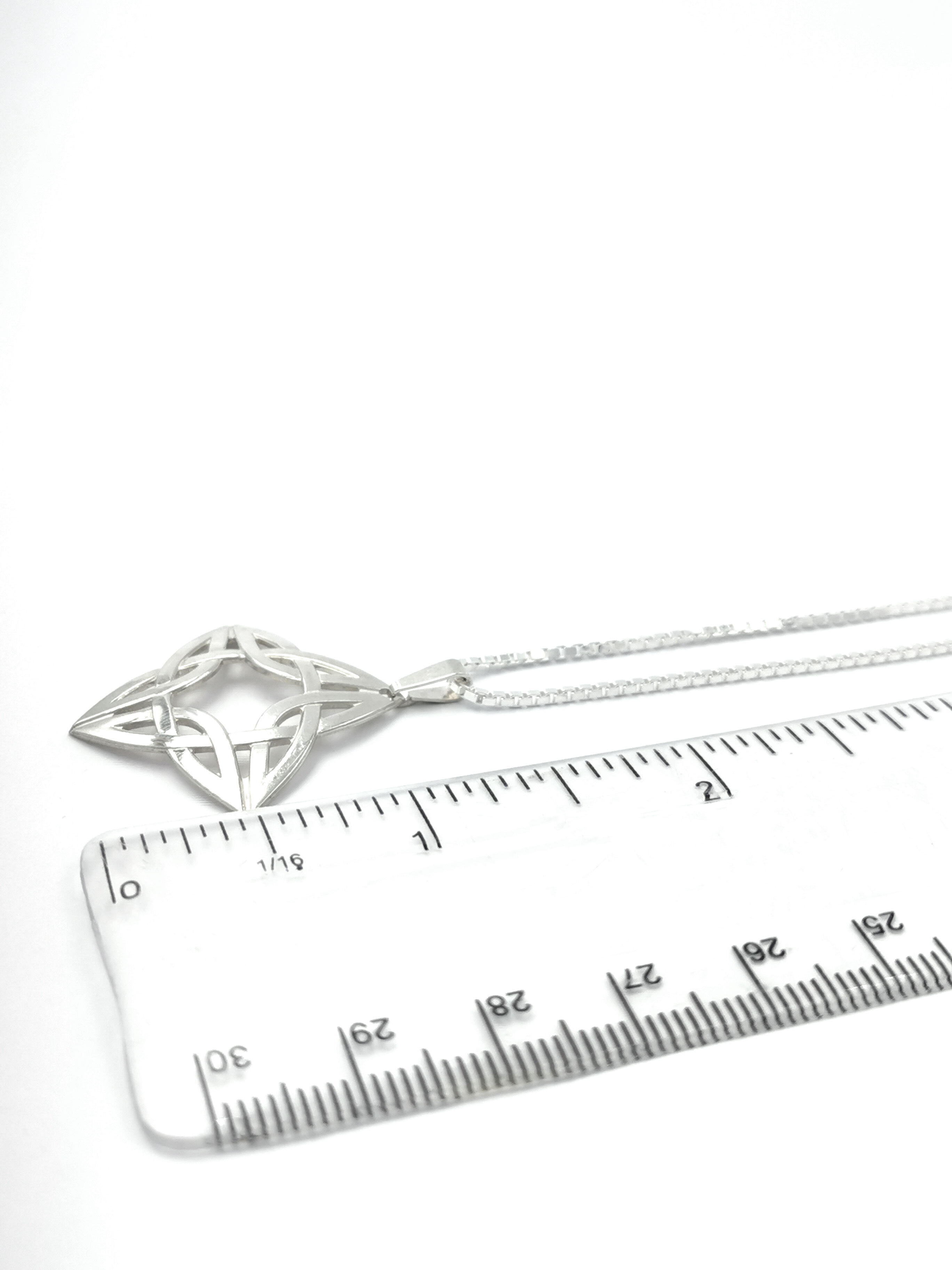 Irish Sterling Silver Celtic Knot Necklace For Women. Picture For Scale.