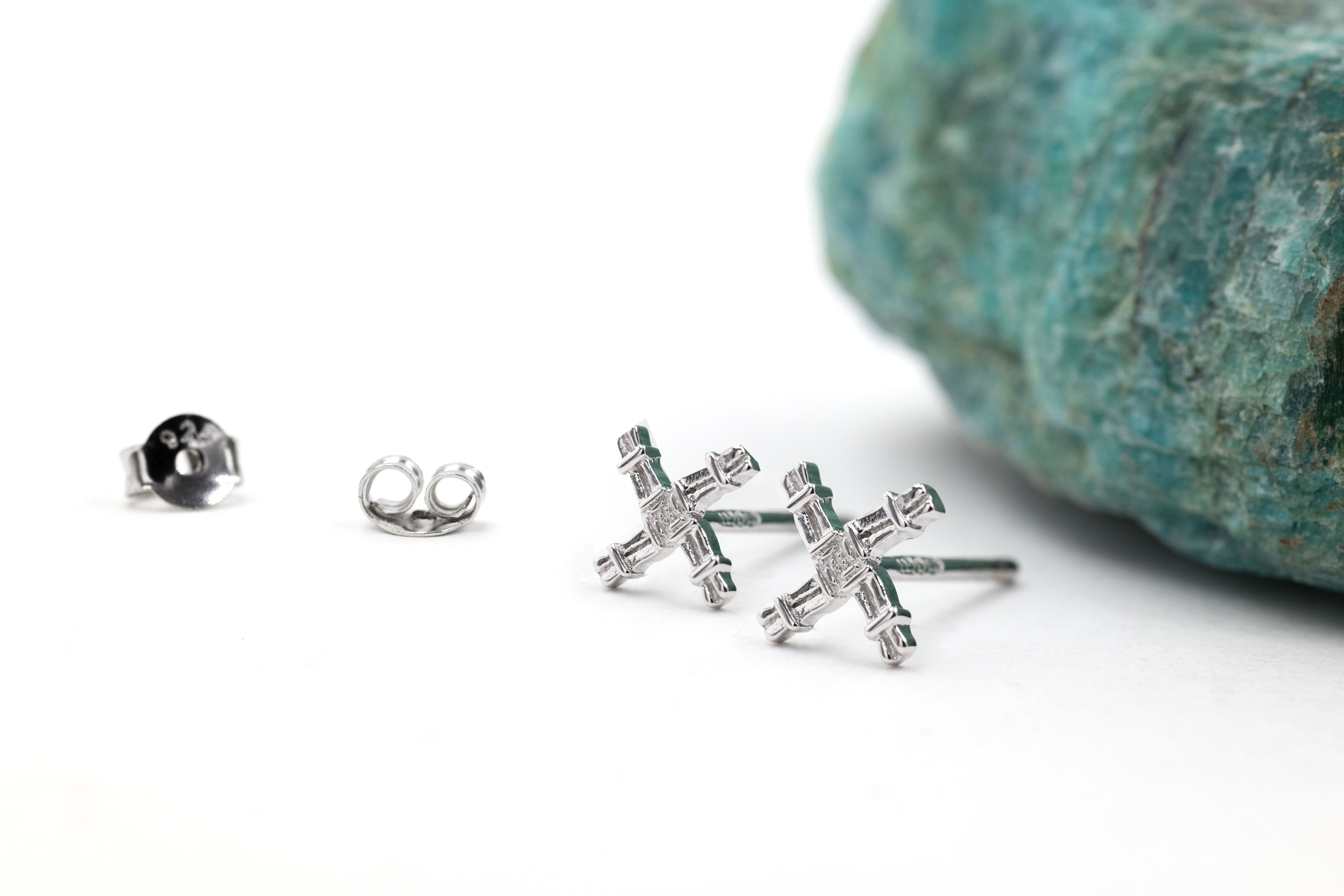 Petite Striking Sterling Silver St Brigids Cross Earrings With a Polished Finish For Women