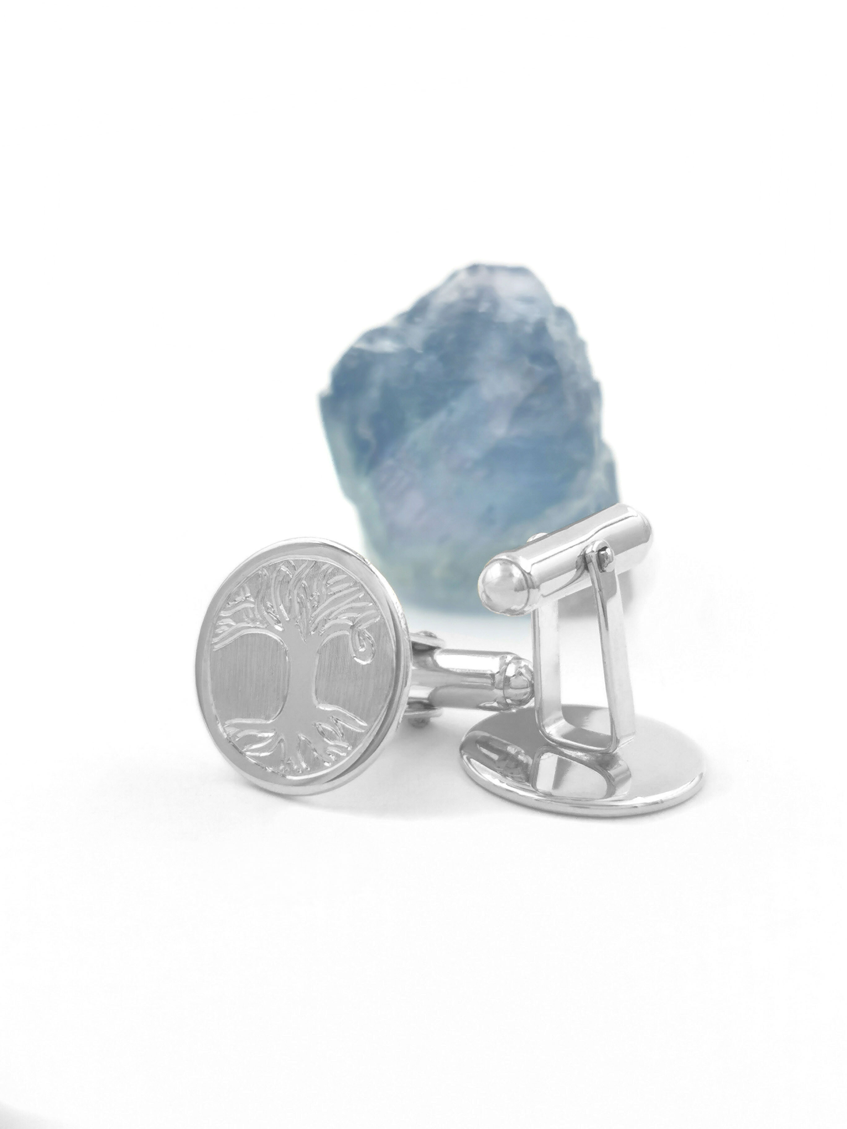 Mens Tree of Life Cufflinks in Sterling Silver With a Polished Finish