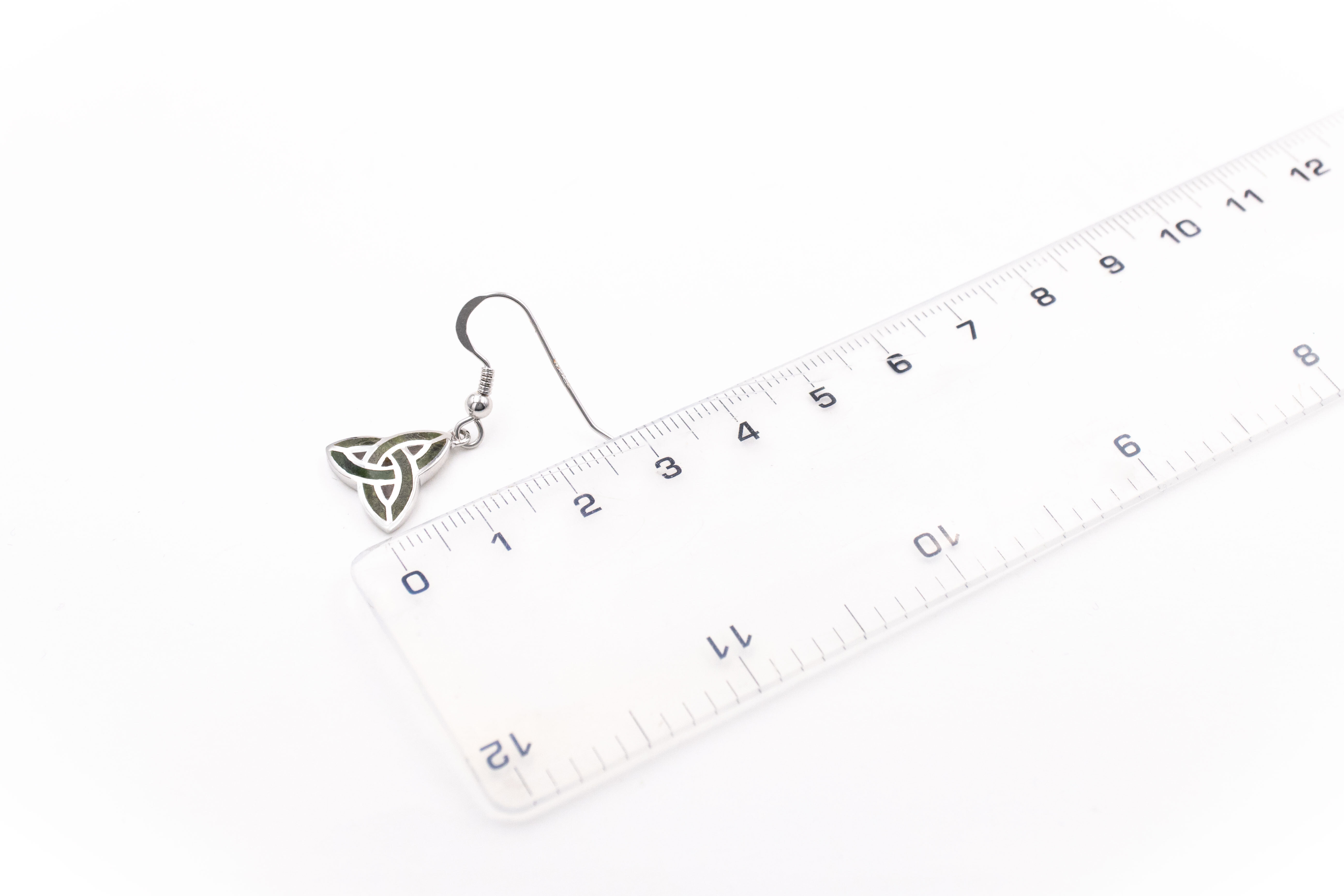 Womens Trinity Knot Earrings in Real Sterling Silver. Picture For Scale.