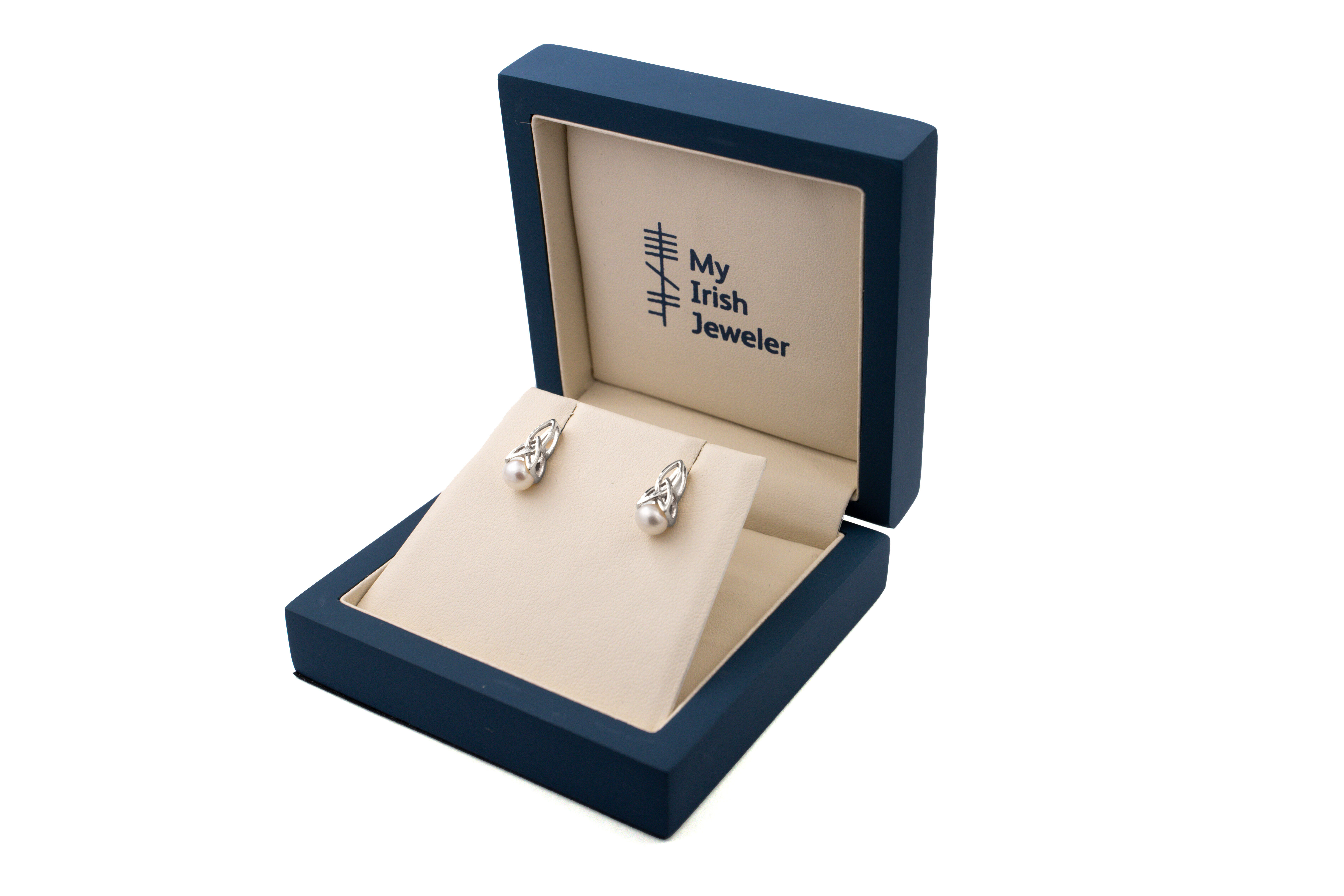 Silver Trinity Knot Pearl earrings 7