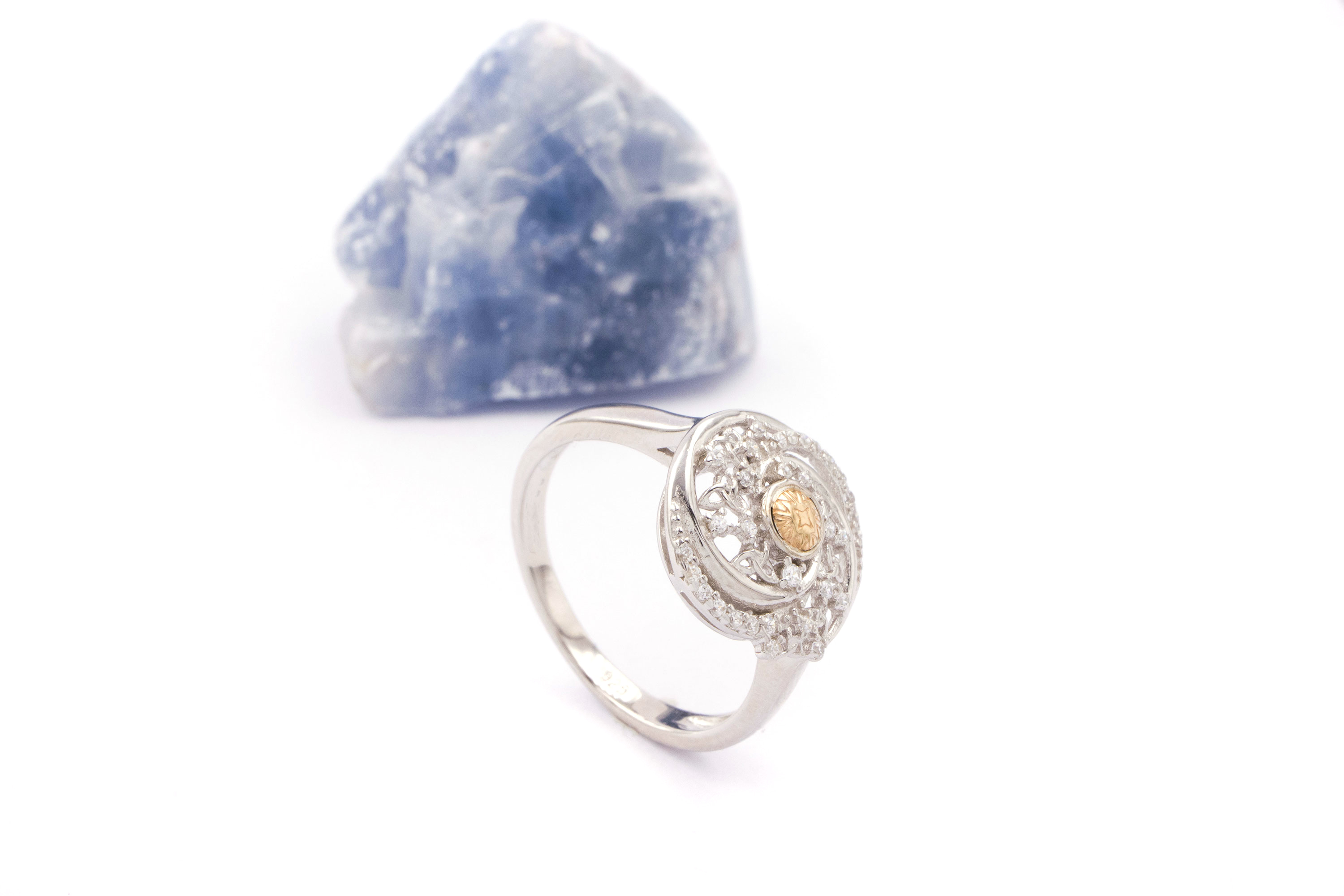 Womens Trinity Knot Ring in Real Sterling Silver & 18K Yellow Gold