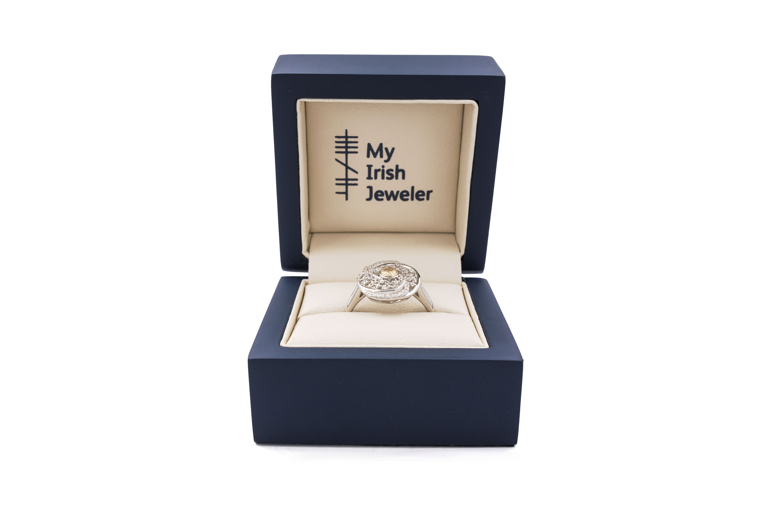 Womens Striking Sterling Silver & 18K Yellow Gold Trinity Knot Ring. In Luxury Packaging.