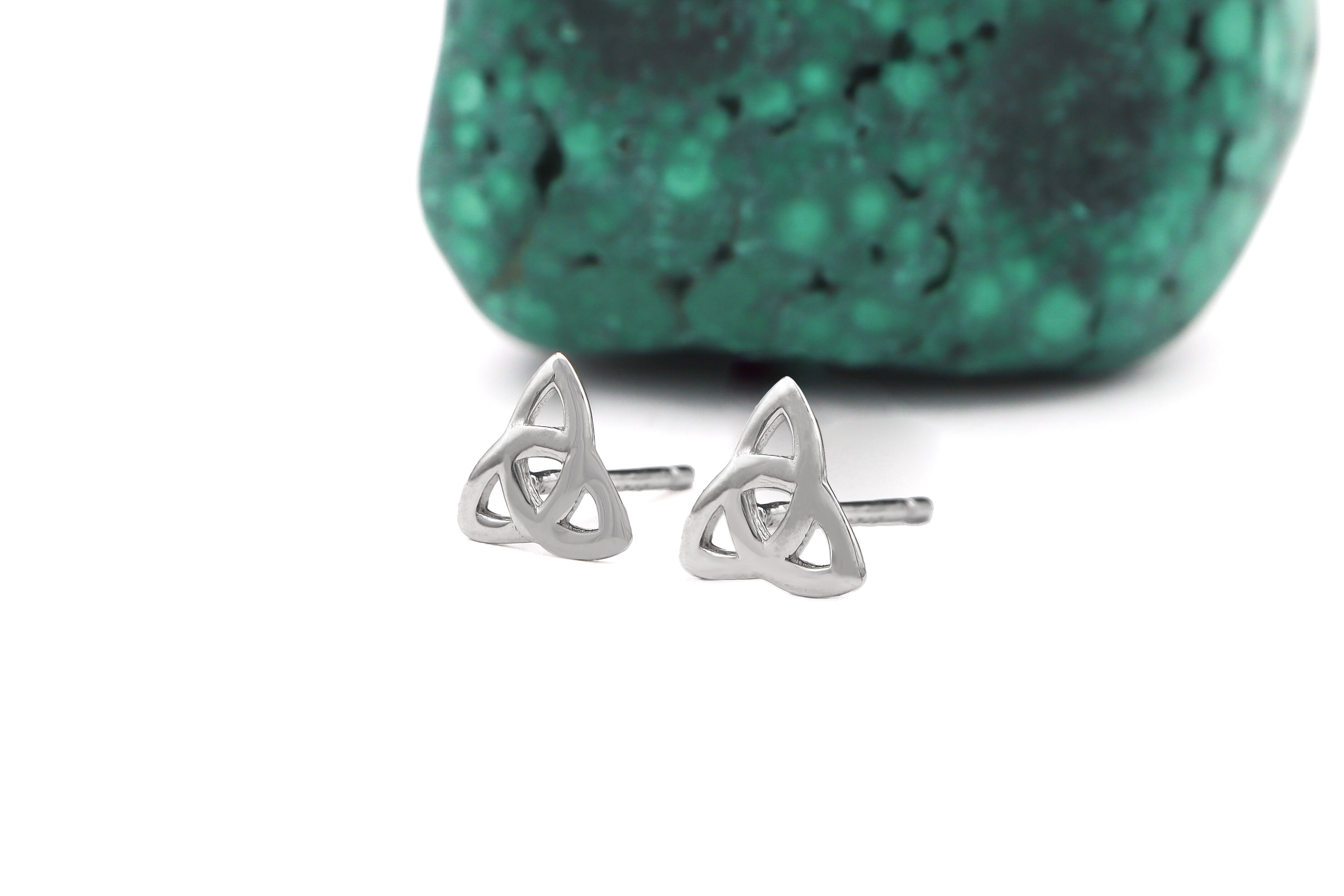 Silver Trinity knot studs Sku 1551 side