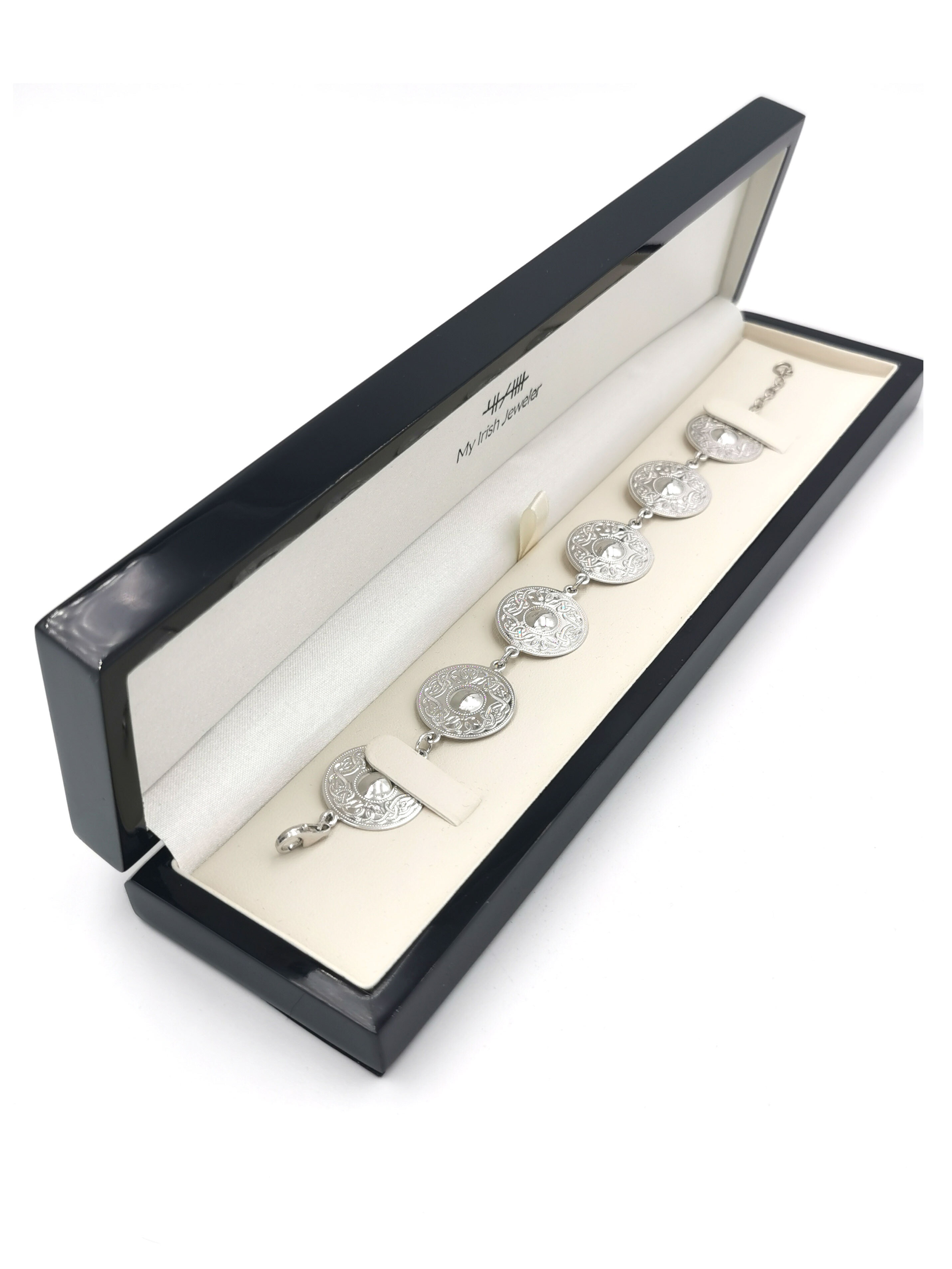 Womens Small Celtic Warrior & Celtic Knot Bracelet in Real Sterling Silver. In Luxury Packaging.