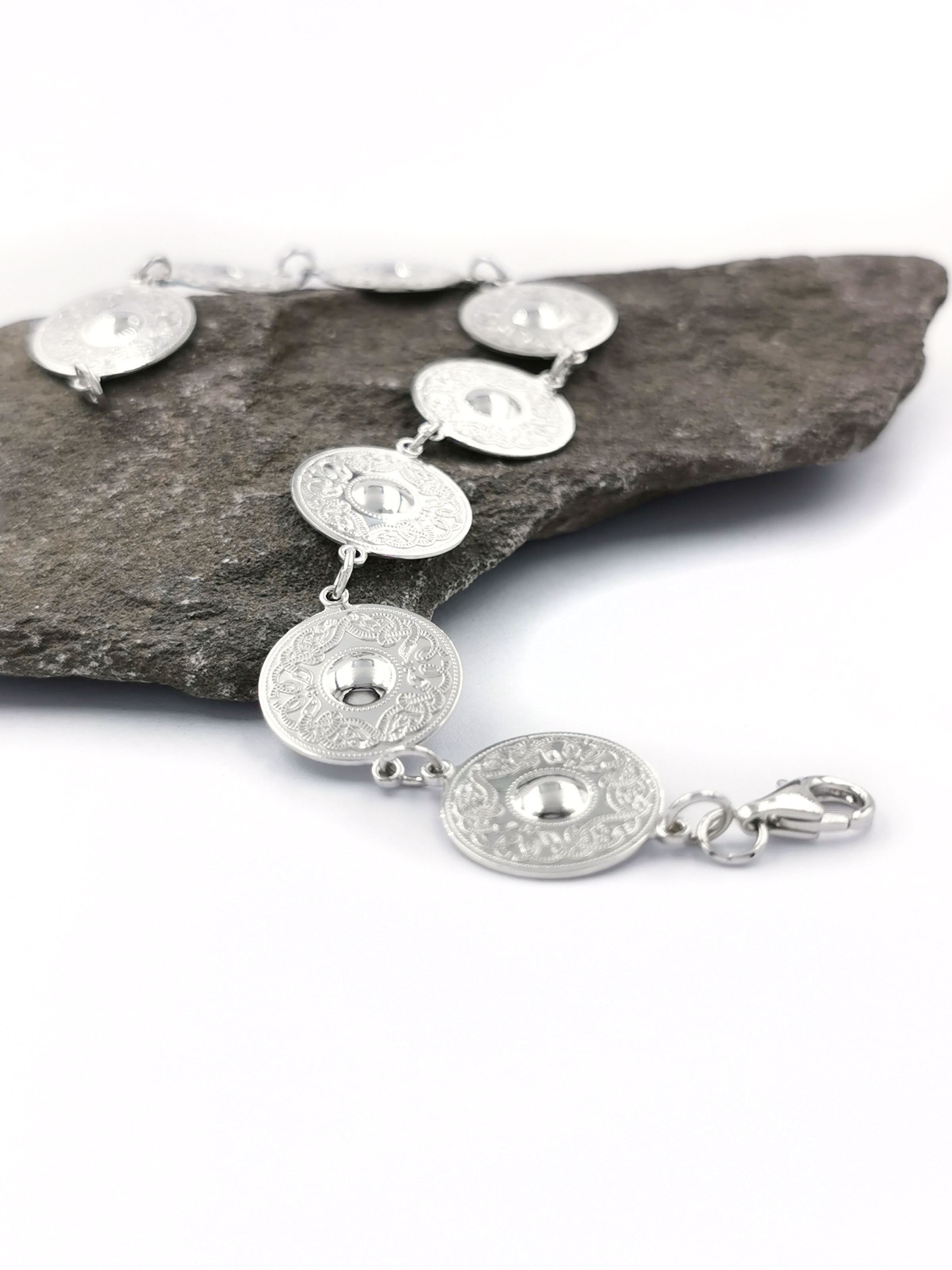 Large Womens Irish Sterling Silver Celtic Warrior & Celtic Knot Bracelet