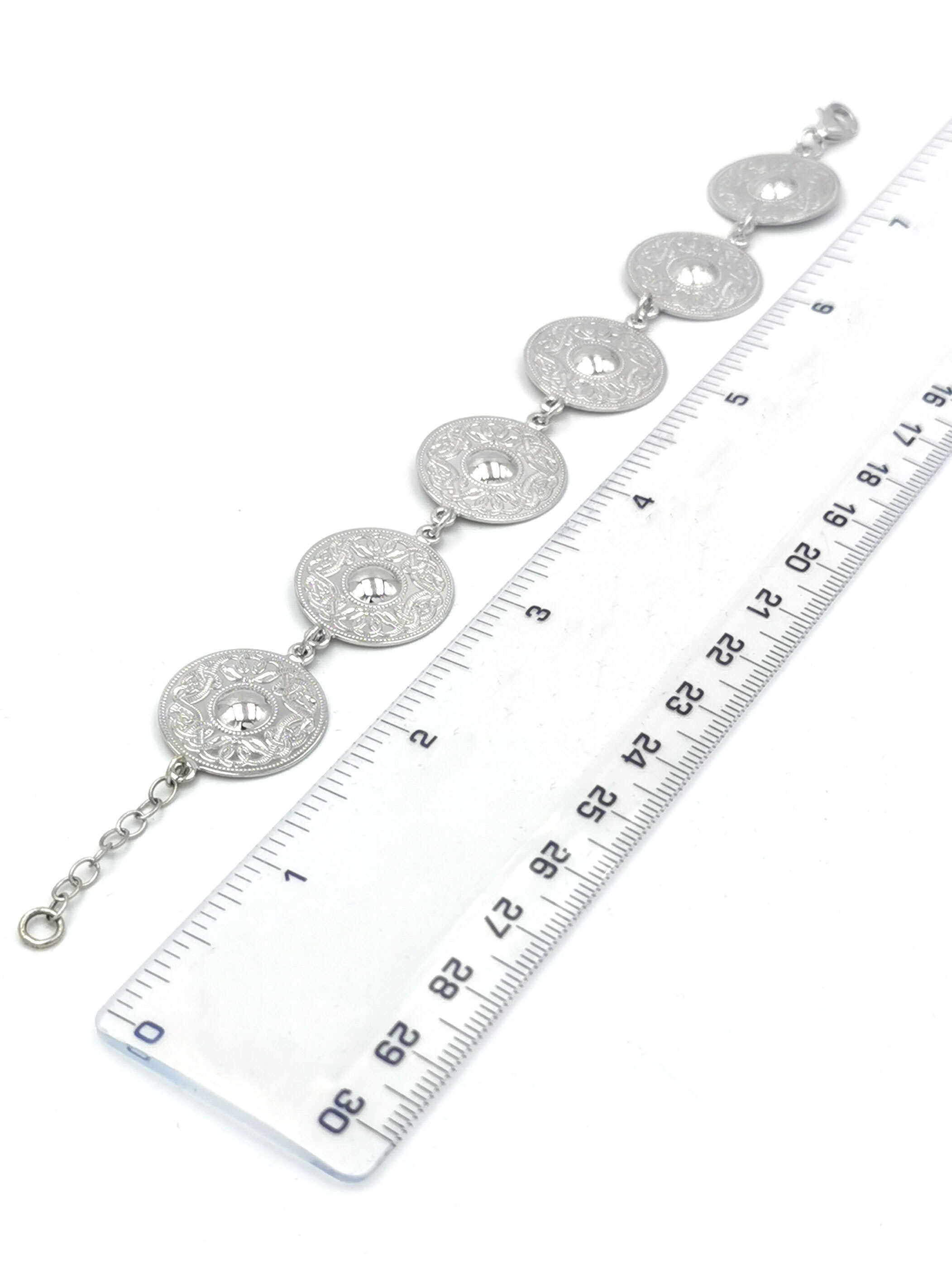 Womens Celtic Warrior Bracelet in Sterling Silver. Picture For Scale.