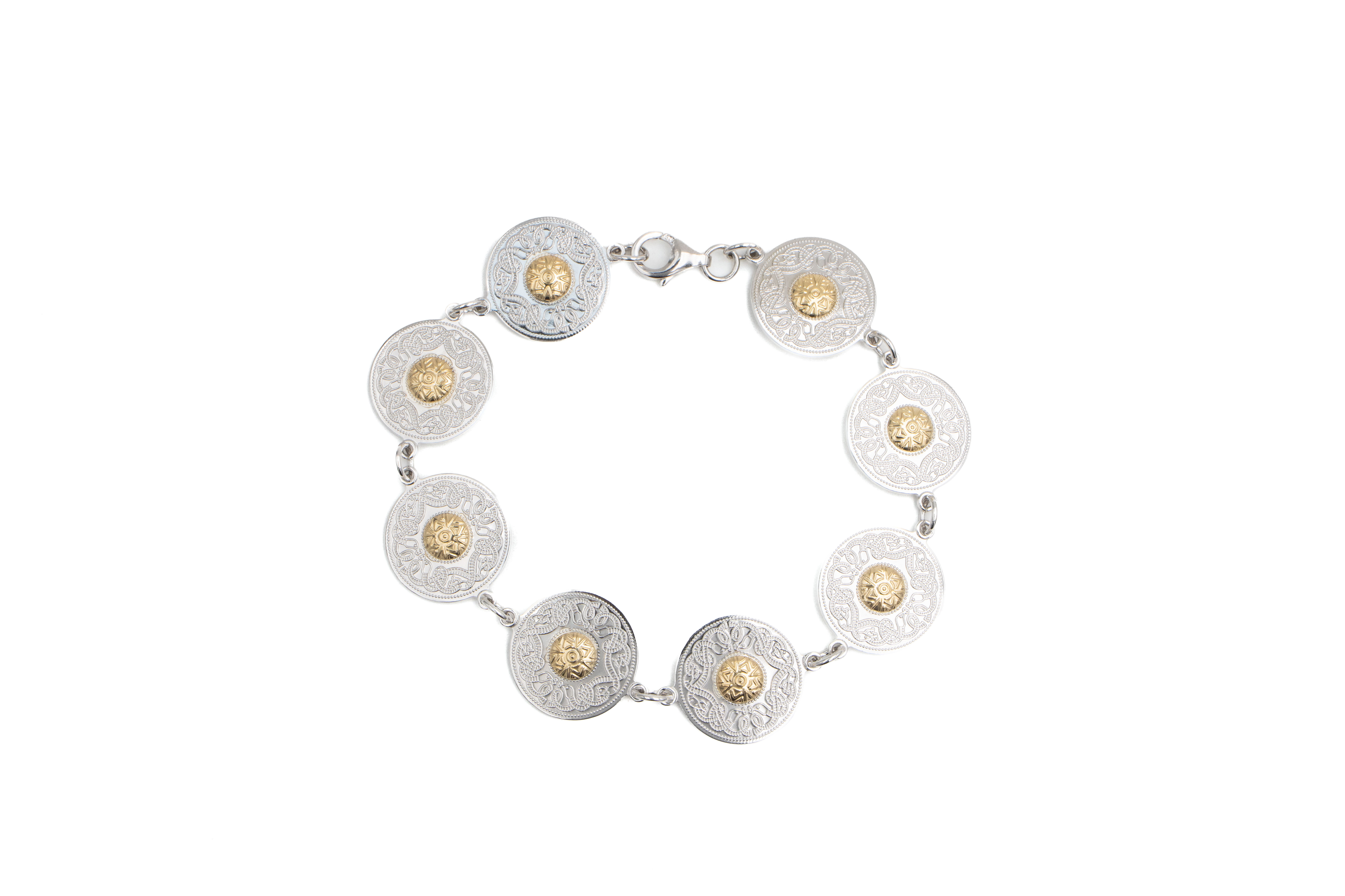 Silver Warrior Shield Bracelet with 18K Gold Bead
