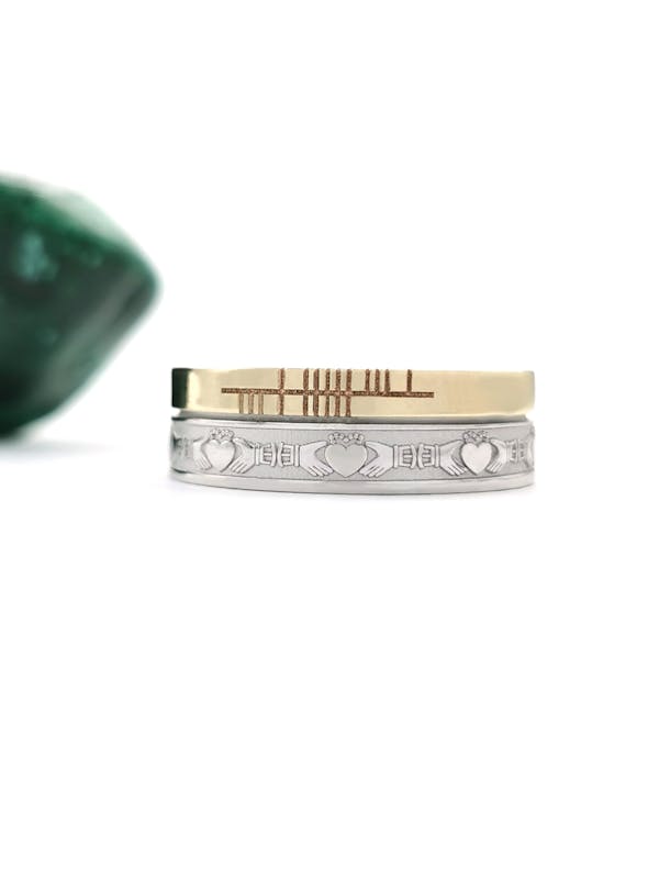 Florentine White Gold & Yellow Gold Ogham 7.3mm Ring
