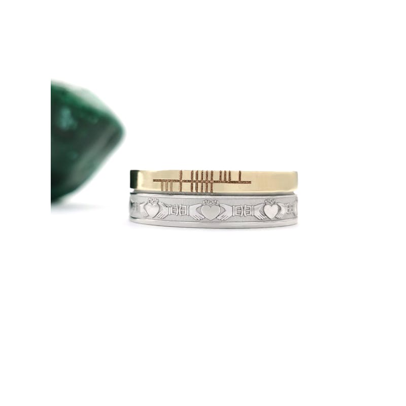 Florentine White Gold & Yellow Gold Ogham 7.3mm Ring