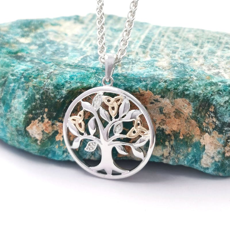 Silver and 10K Tree of Life Pendant