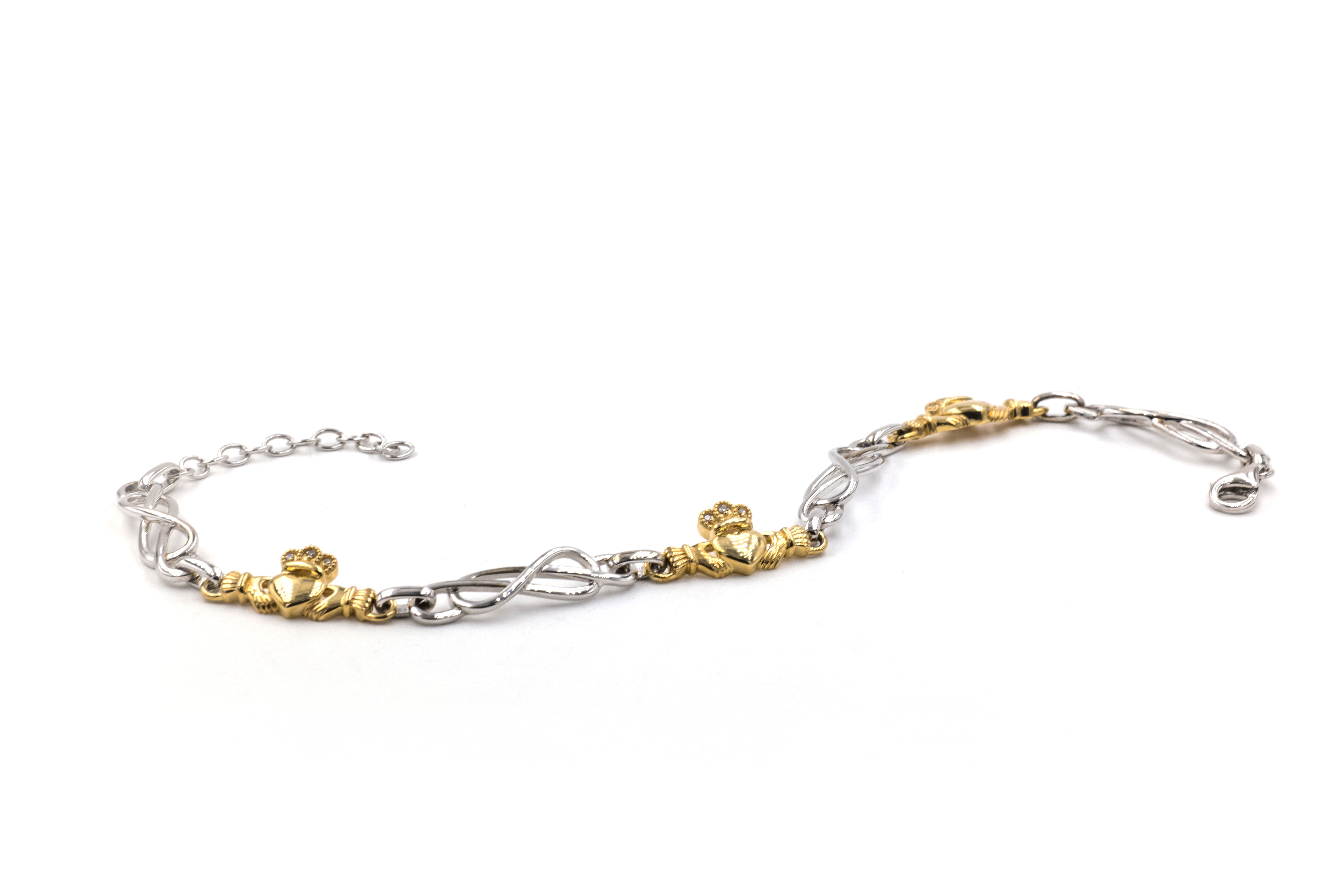 Womens Claddagh & Celtic Knot Gift Set in Sterling Silver & 10K Yellow Gold With a Polished Finish