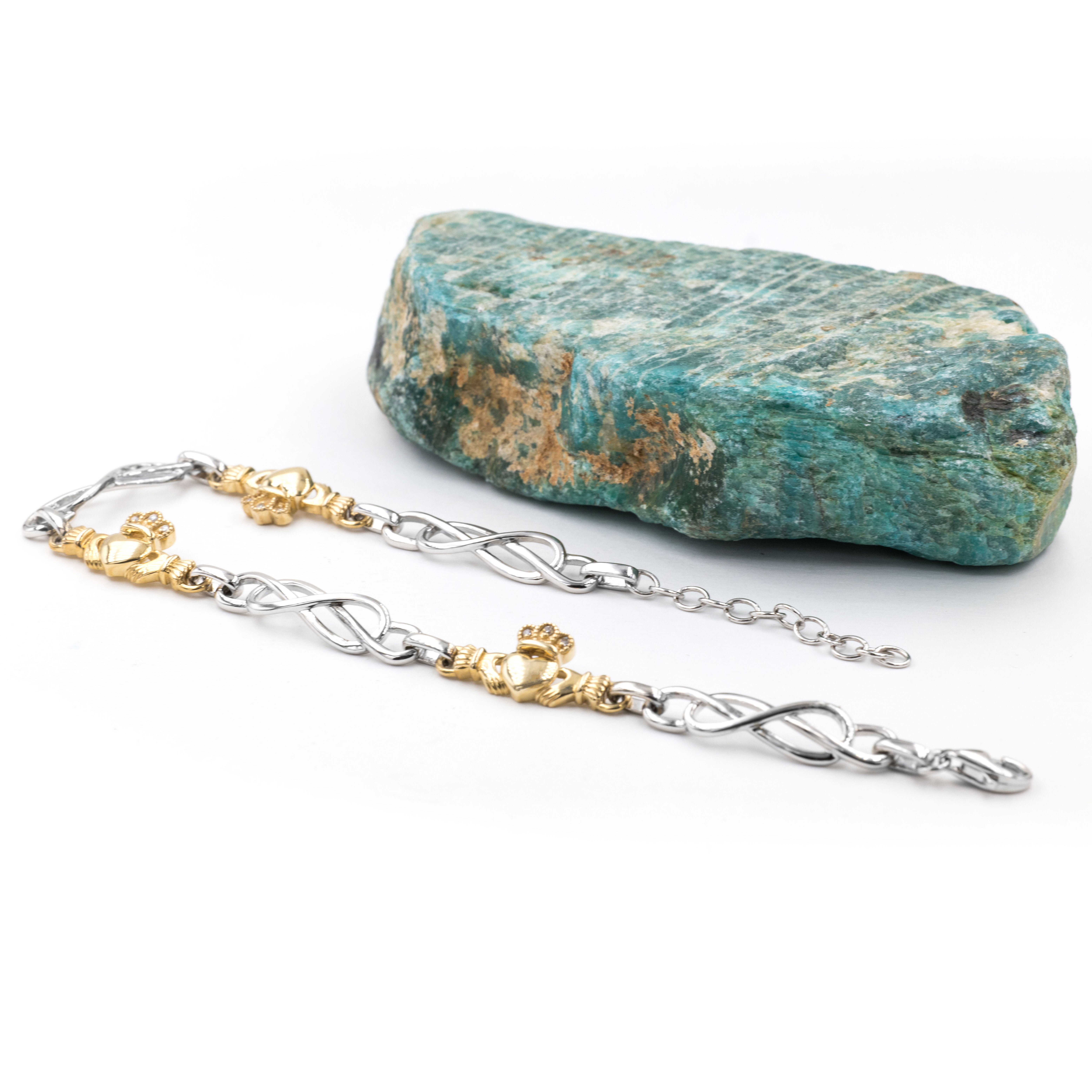 Silver and 10k Claddagh bracelet