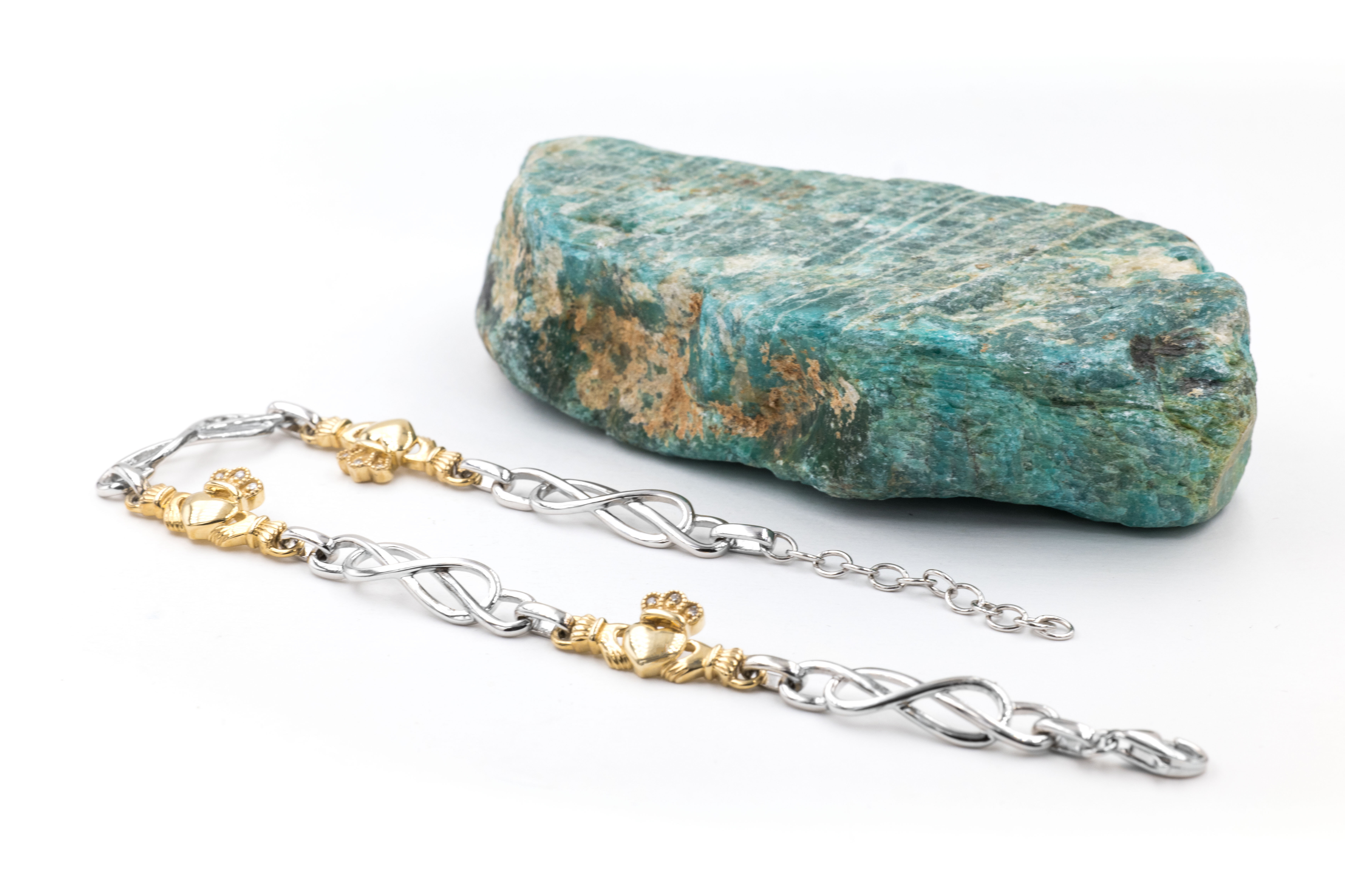 Striking Sterling Silver & 10K Yellow Gold Claddagh & Celtic Knot Gift Set For Women With a Polished Finish