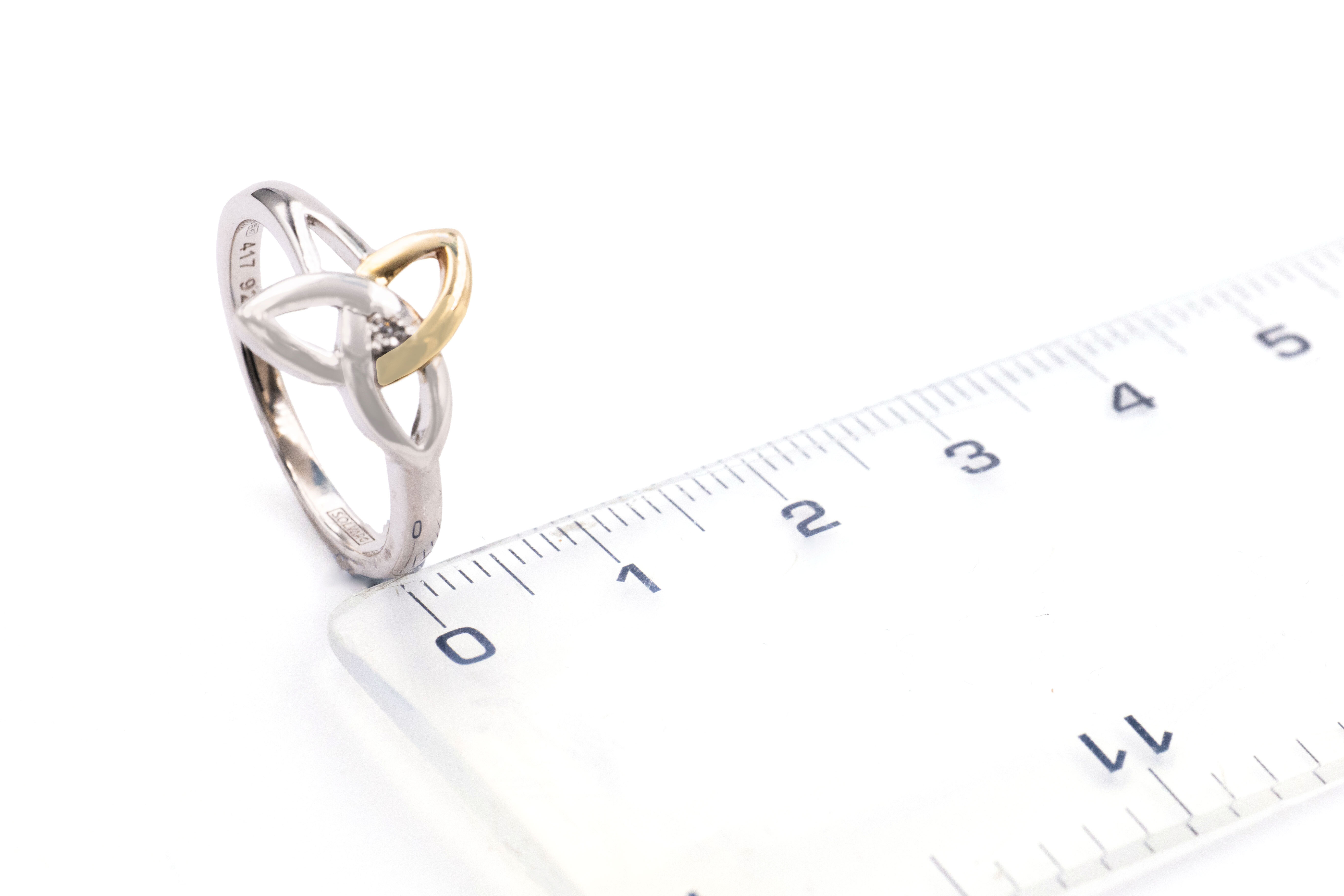 Womens Sterling Silver Trinity Knot Ring. Picture For Scale.