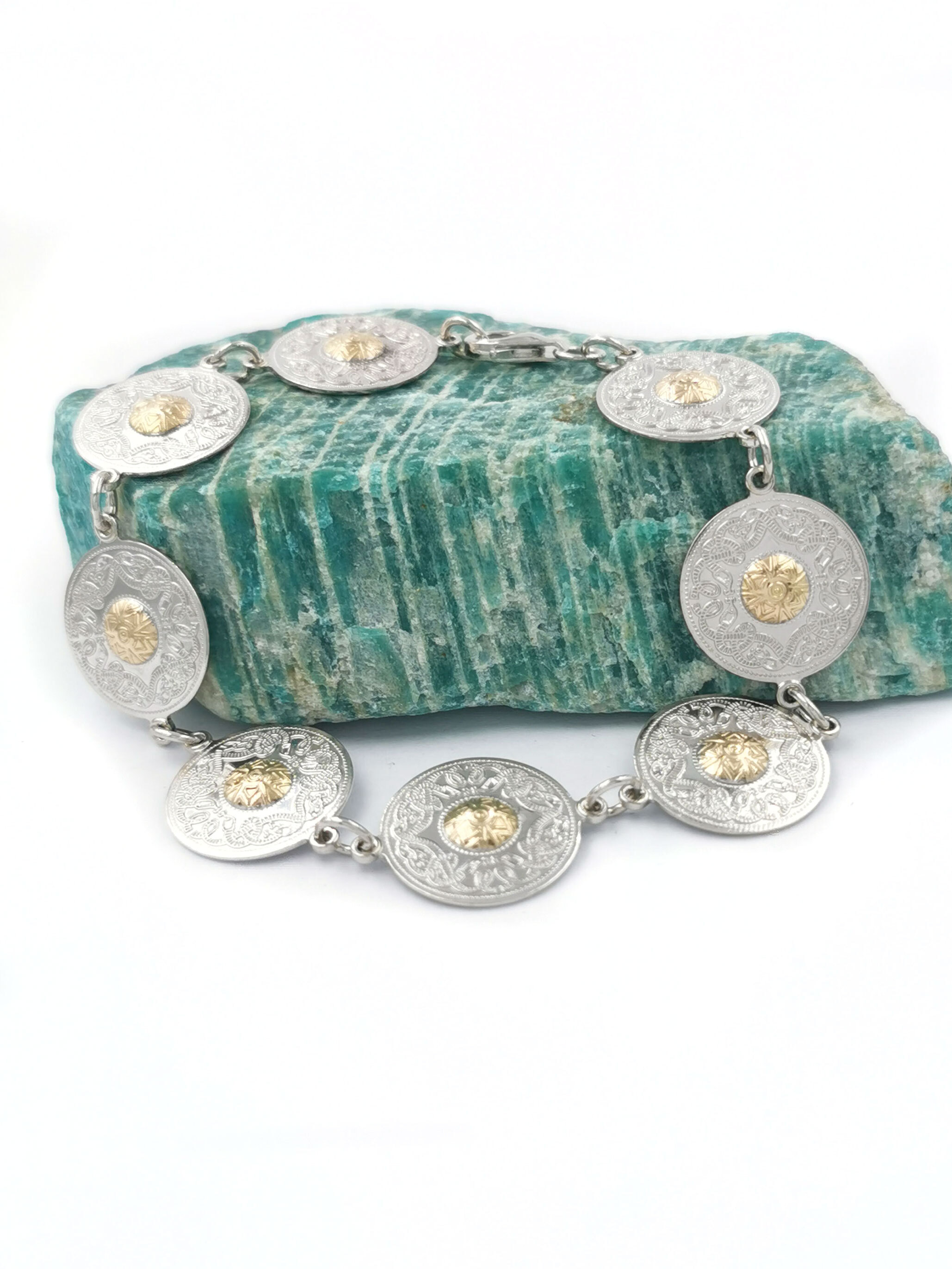 Real Sterling Silver & 18K Yellow Gold Celtic Warrior Gift Set With a Polished Finish For Women