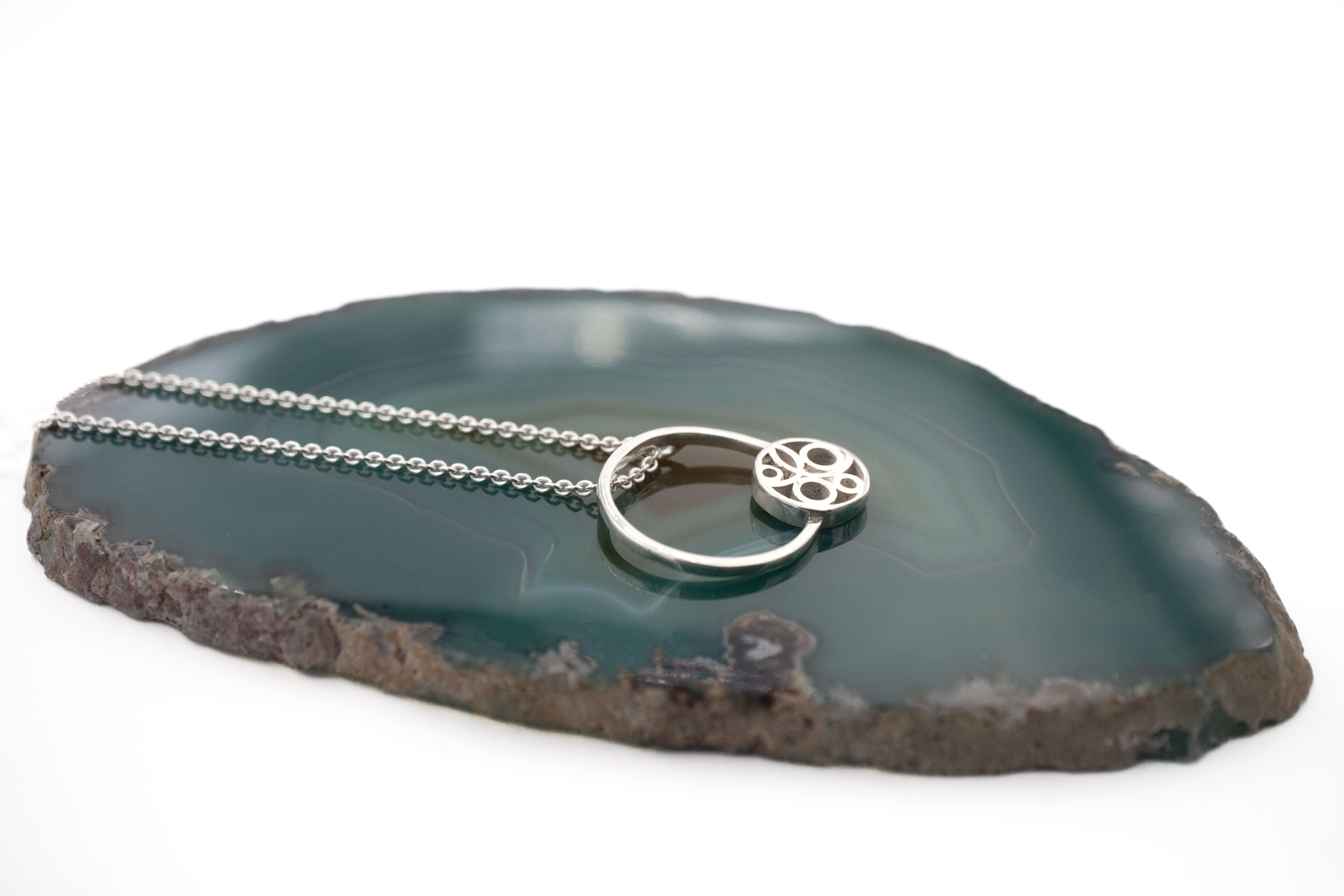 Real Sterling Silver Folklore & Newgrange Gift Set For Women With a Polished Finish. Pictured Flat.