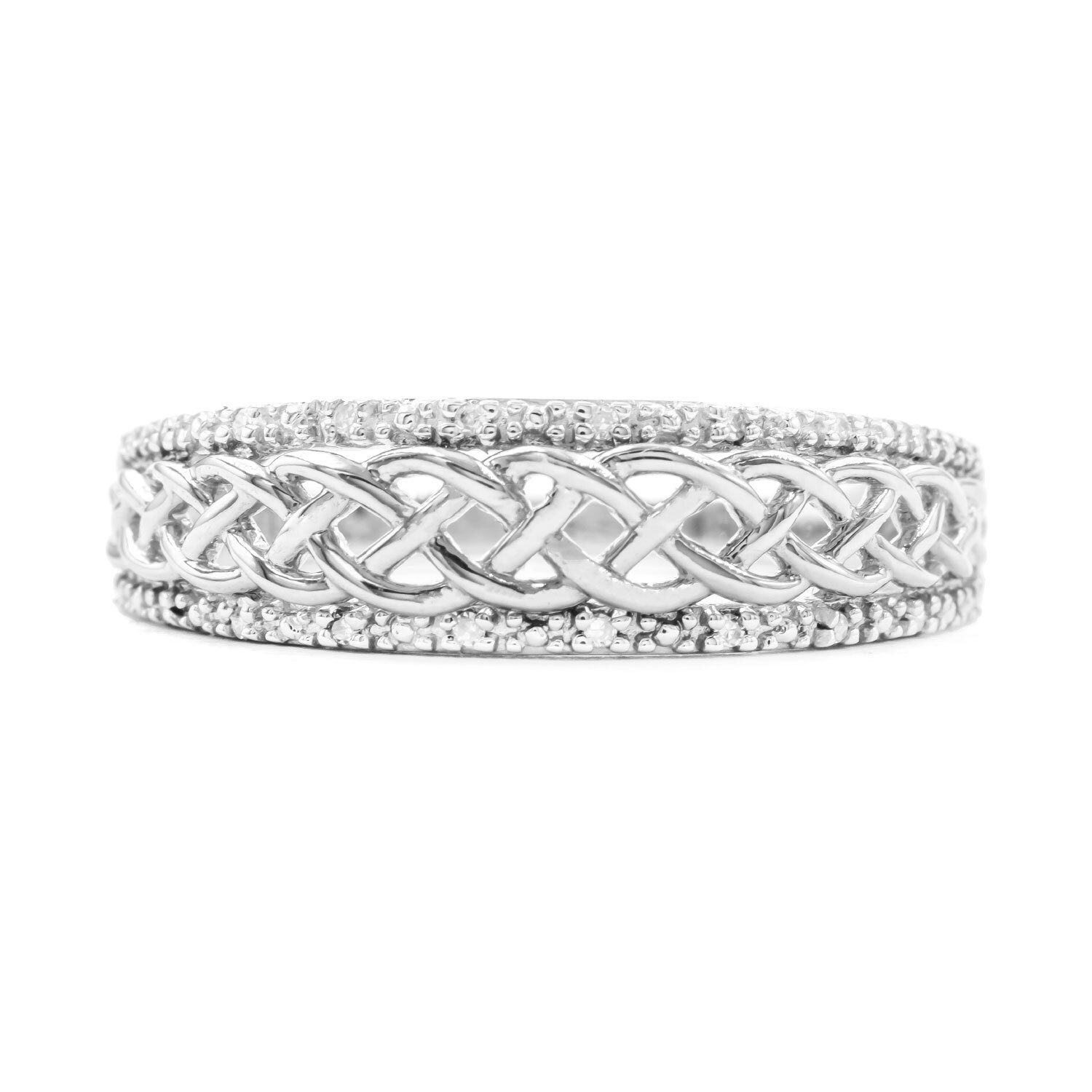 Womens Polished Celtic Knot Wedding Ring in Real White Gold