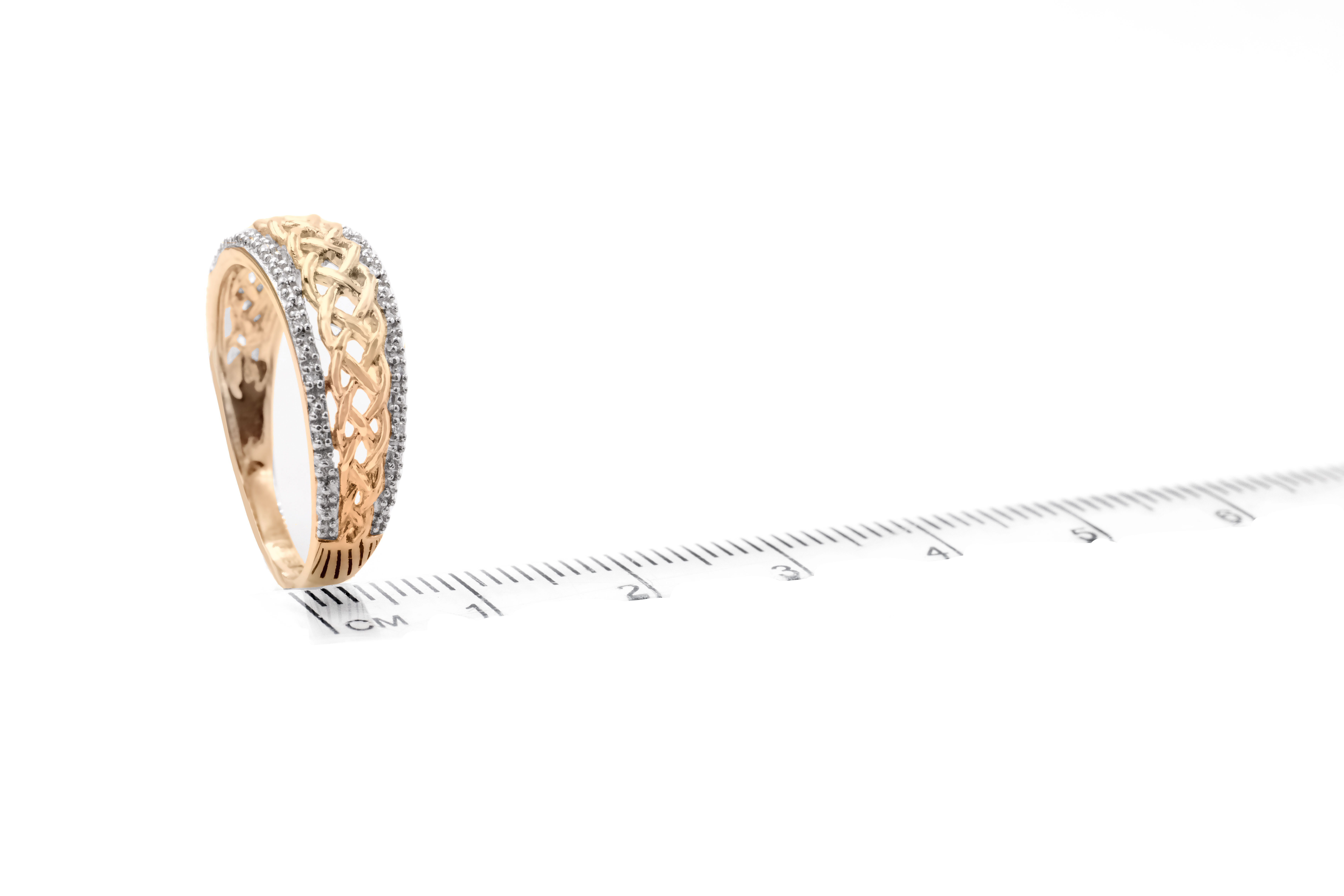 Womens Real Polished Yellow Gold Celtic Knot Wedding Ring