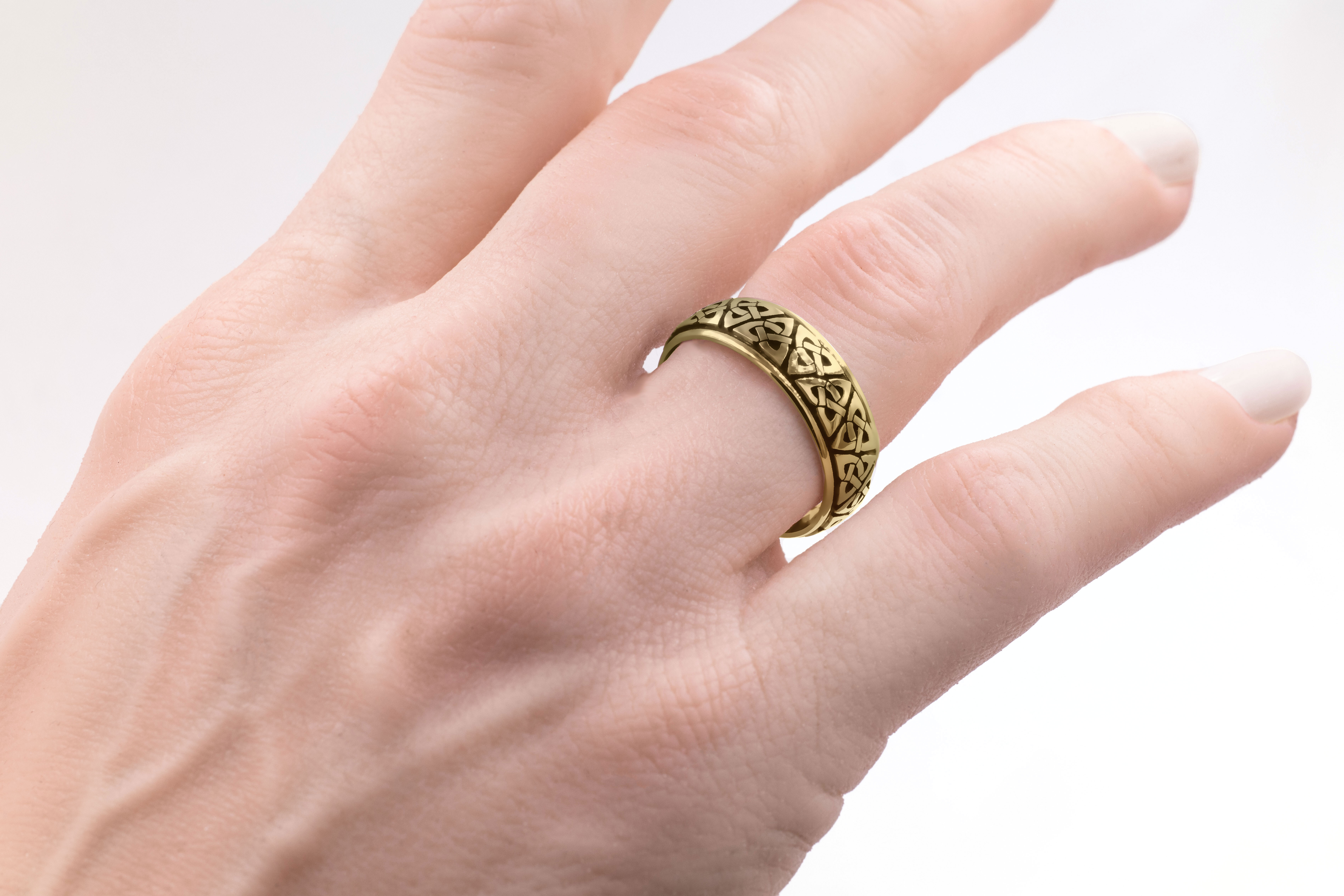 Real 14K Yellow Gold Trinity Knot 7.0mm Ring