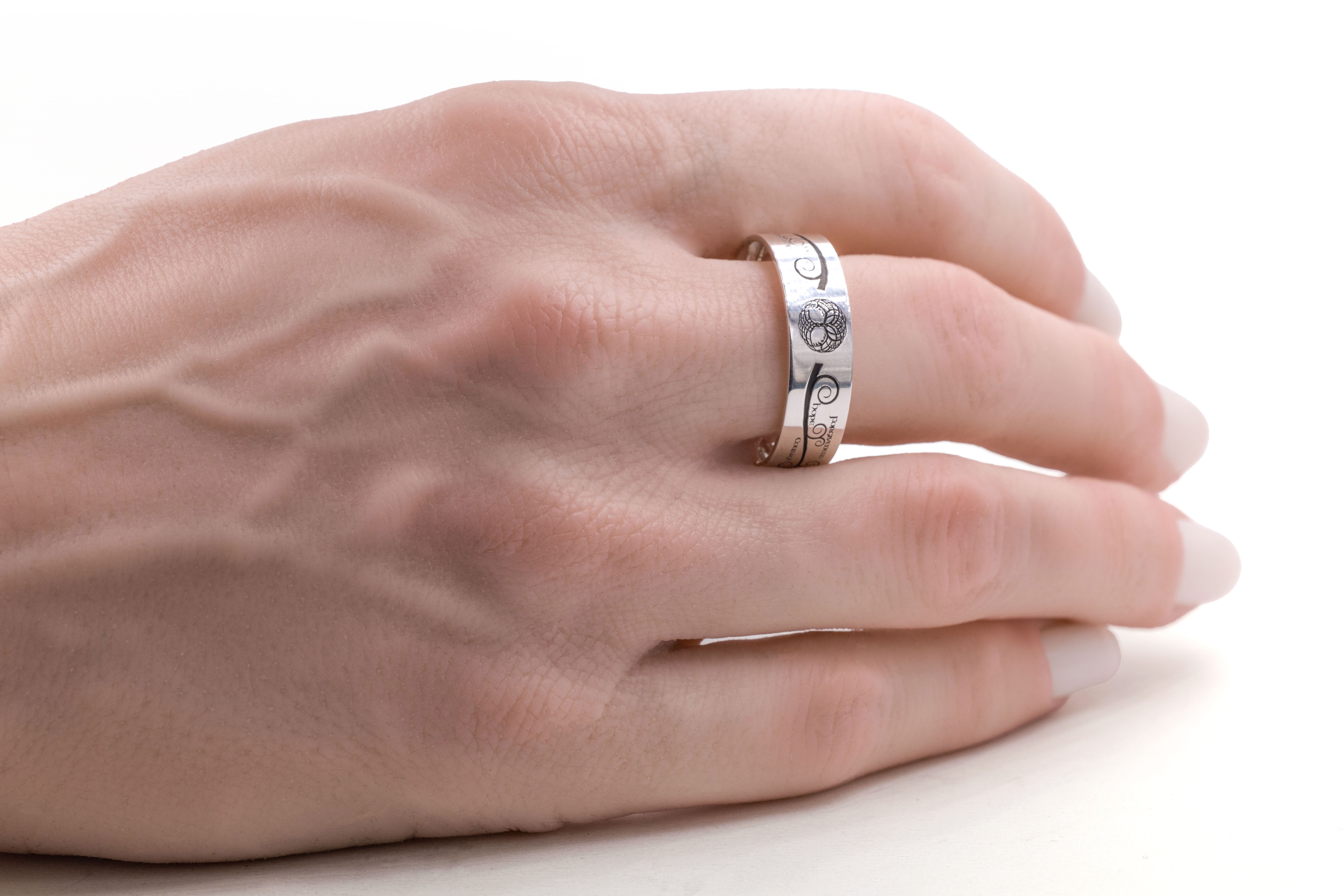 Sterling Silver Tree of Life 7.2mm Ring - Model Photo