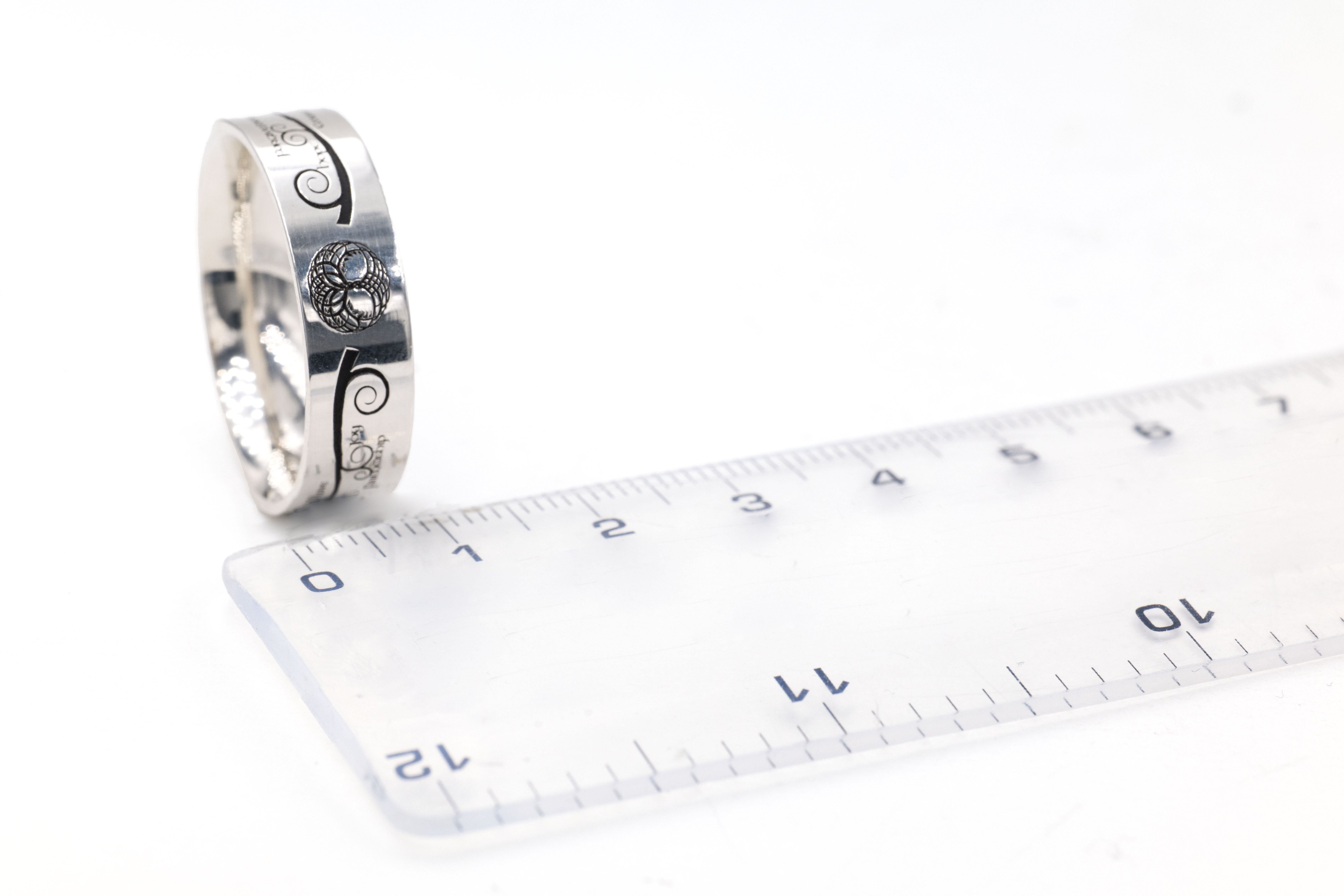 Irish Sterling Silver Tree of Life Wedding Ring. Picture For Scale.