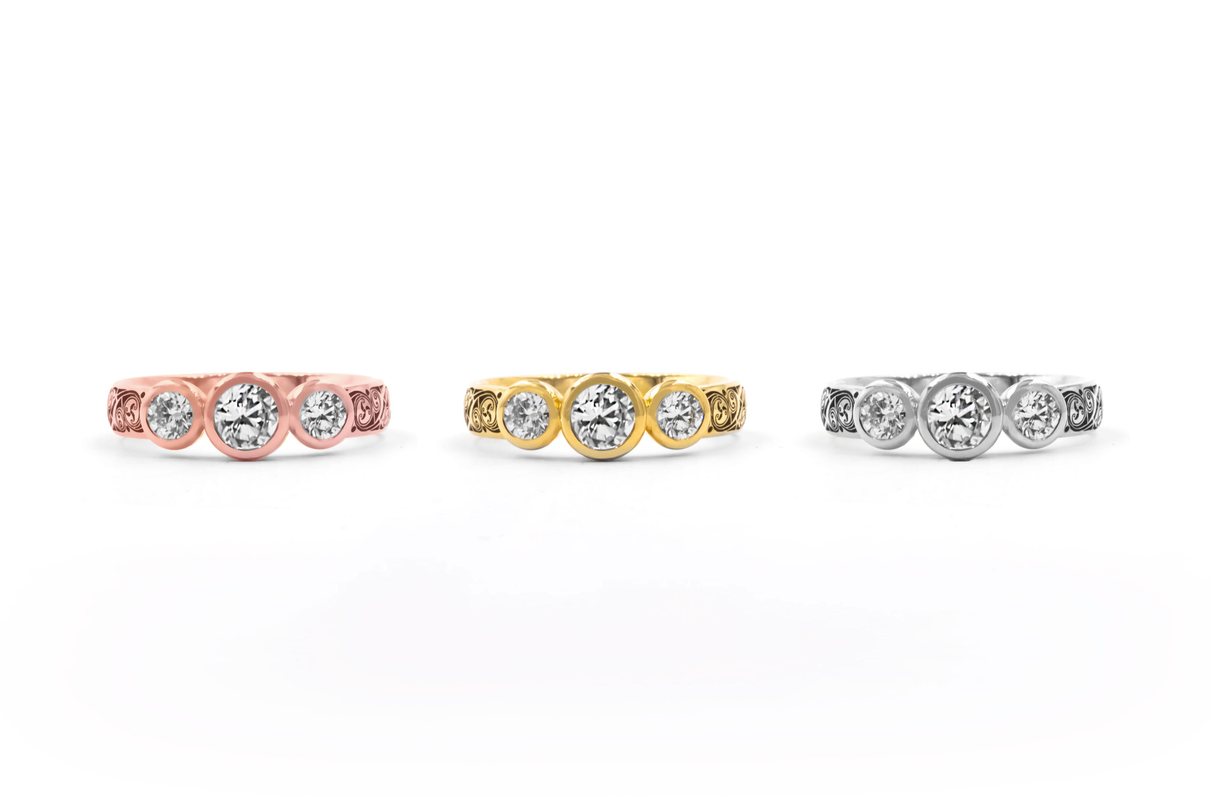 Real 18K Rose Gold Triskele 0.50ct Lab Grown Diamond Ring For Women With a Cerin Finish