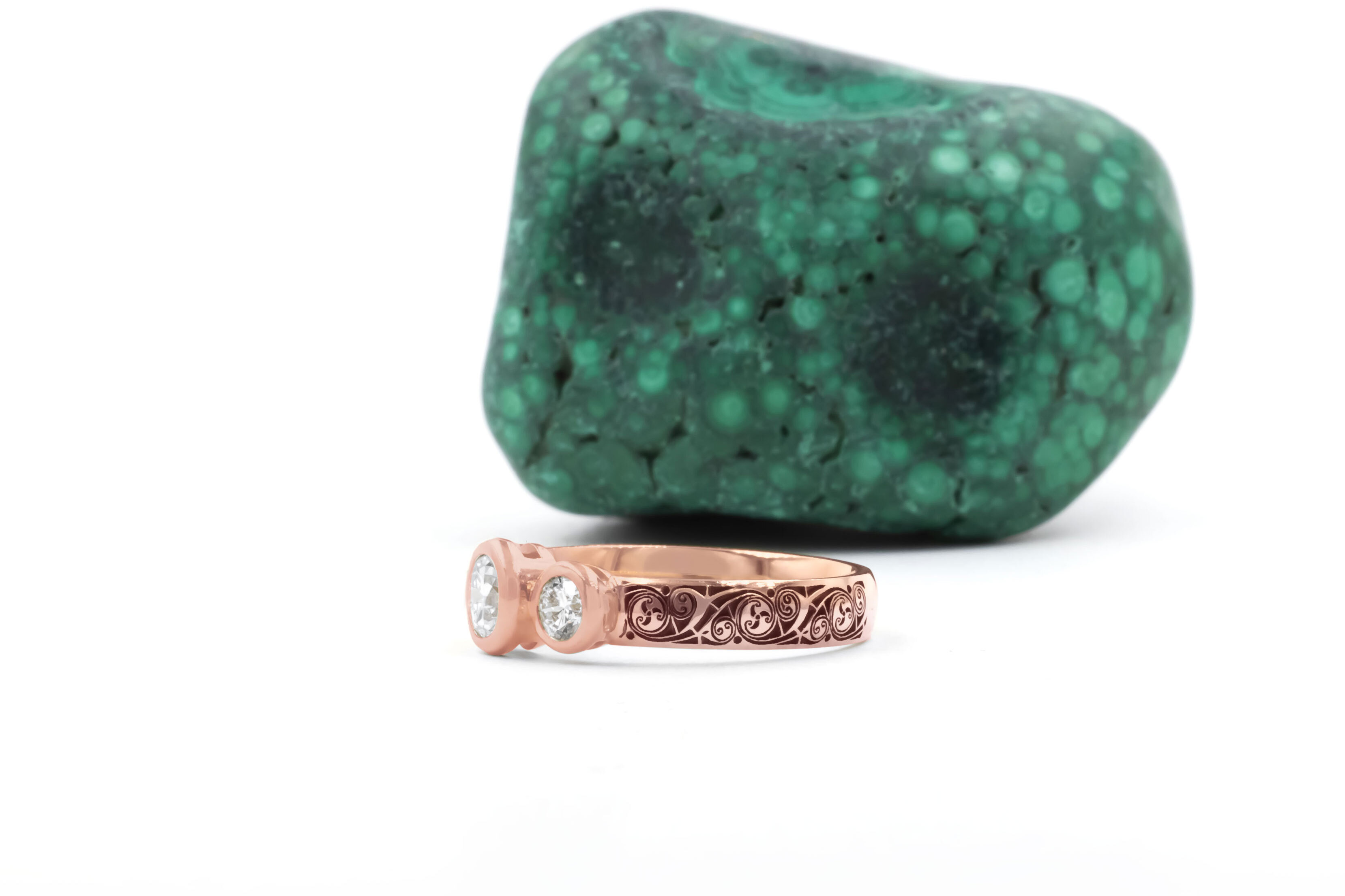 Striking 18K Rose Gold Triskele Ring For Women With a Cerin Finish
