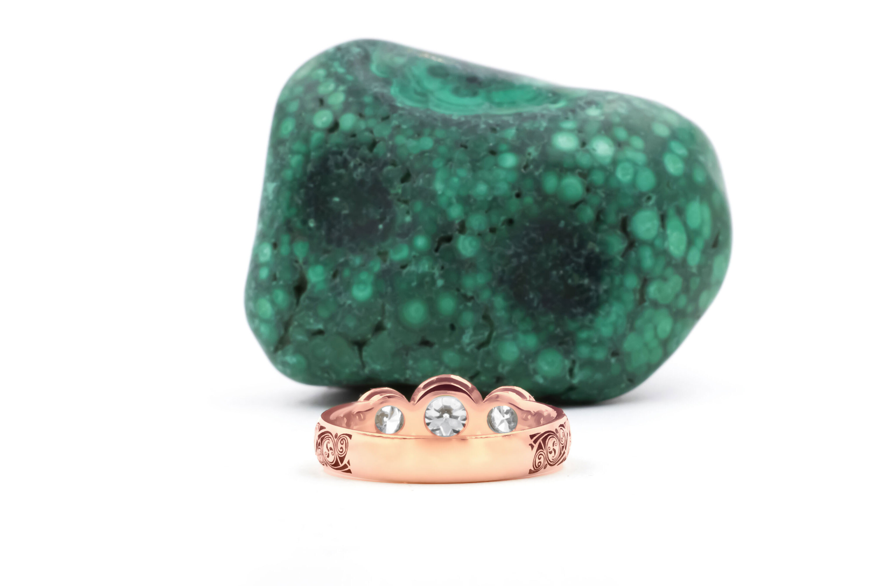 Real 18K Rose Gold Triskele & Celtic Knot 4.0mm Ring For Women With a Cerin Finish