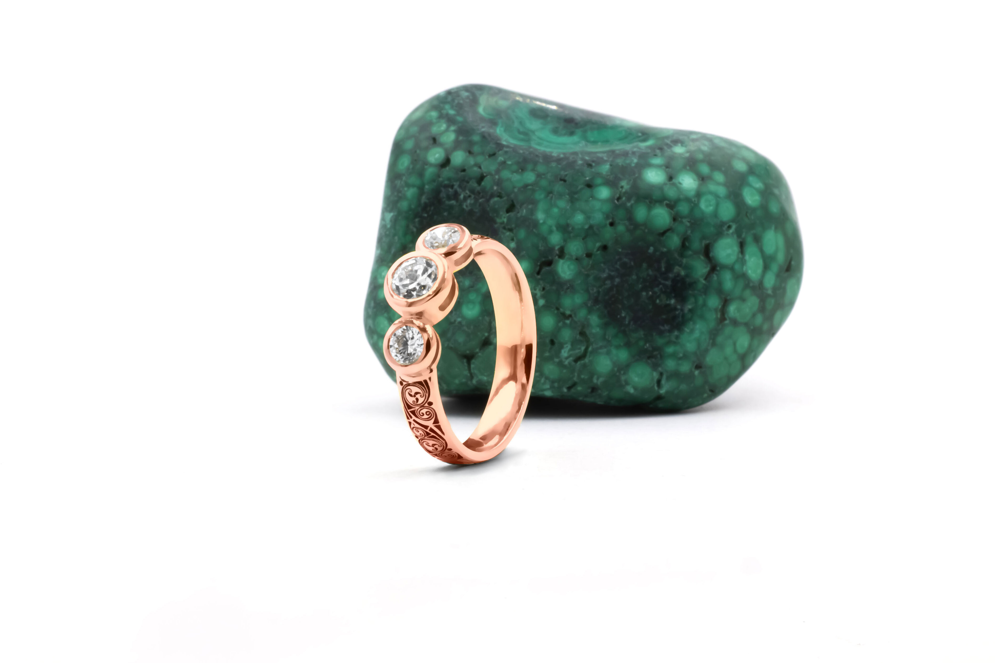 Attractive 18K Rose Gold Triskele & Celtic Knot 0.50ct Lab Grown Diamond Engagement Ring With a Cerin Finish For Women