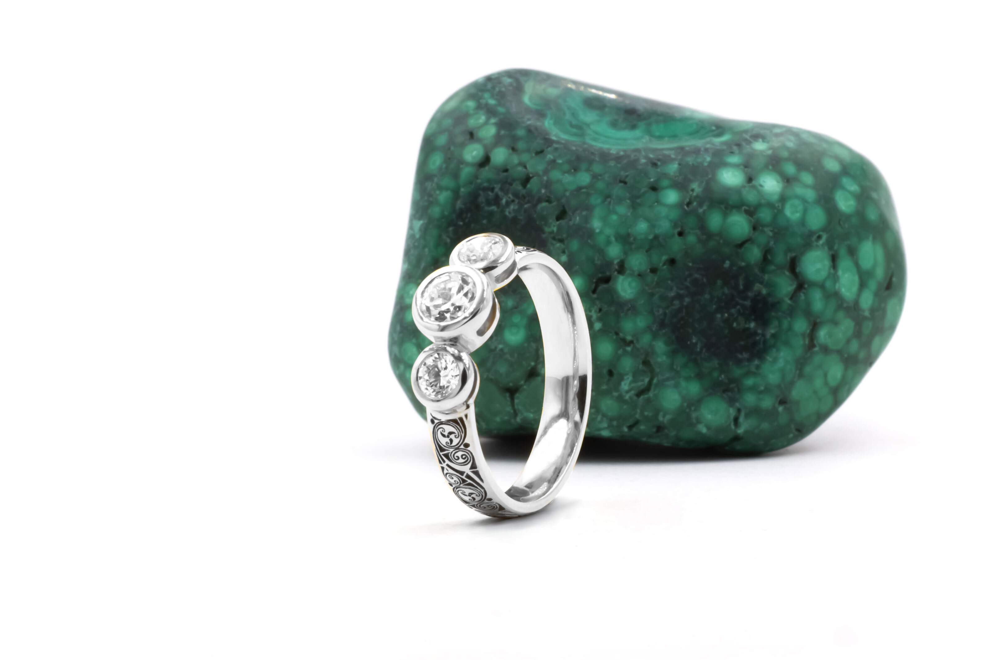 Attractive White Gold Triskele Ring For Women With a Cerin Finish