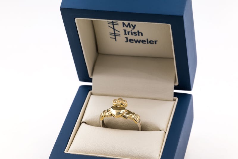 Striking Sterling Silver & 10K Yellow Gold Claddagh & Celtic Knot Gift Set With a Polished Finish For Women