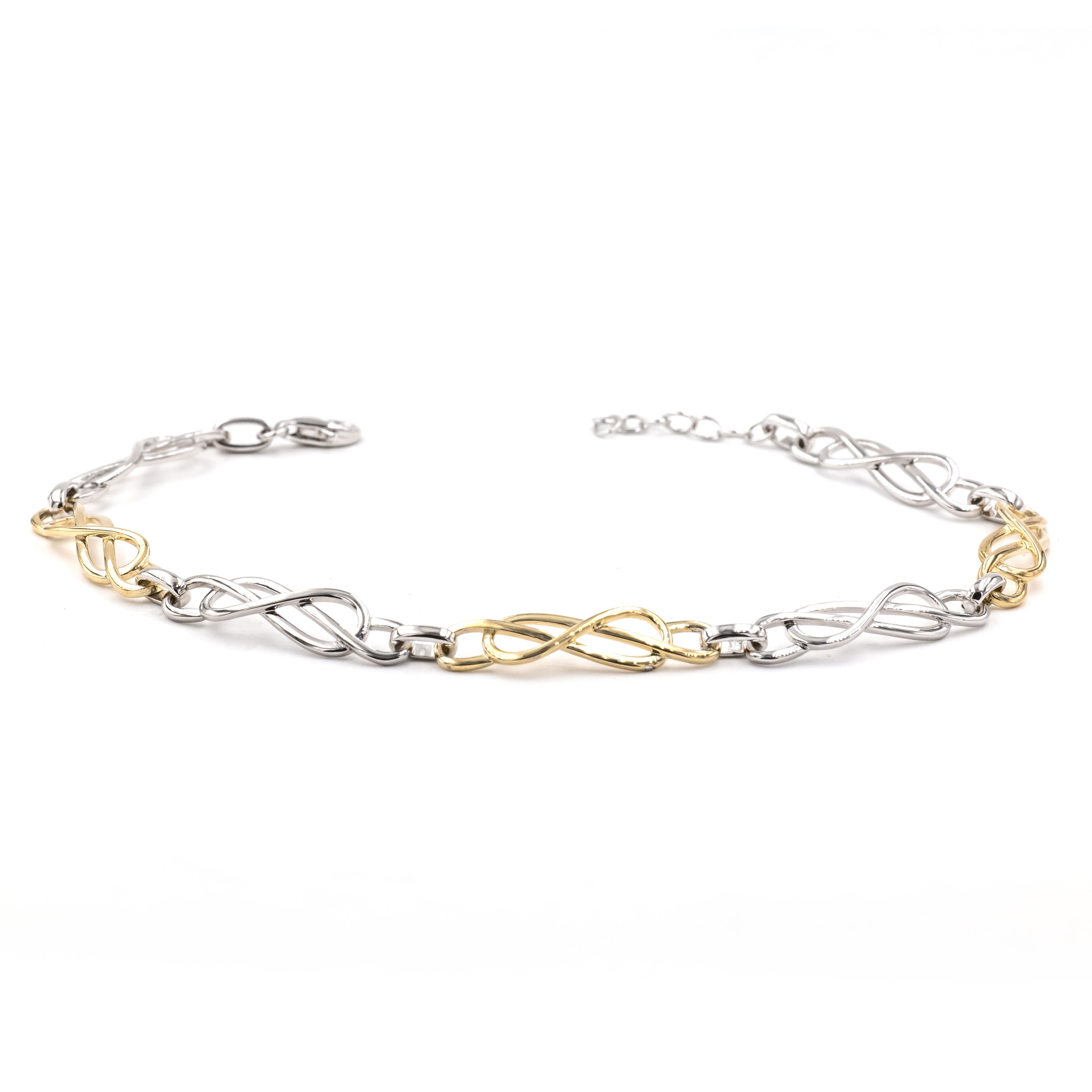 Genuine Sterling Silver & 10K Yellow Gold Celtic Knot Bracelet For Women