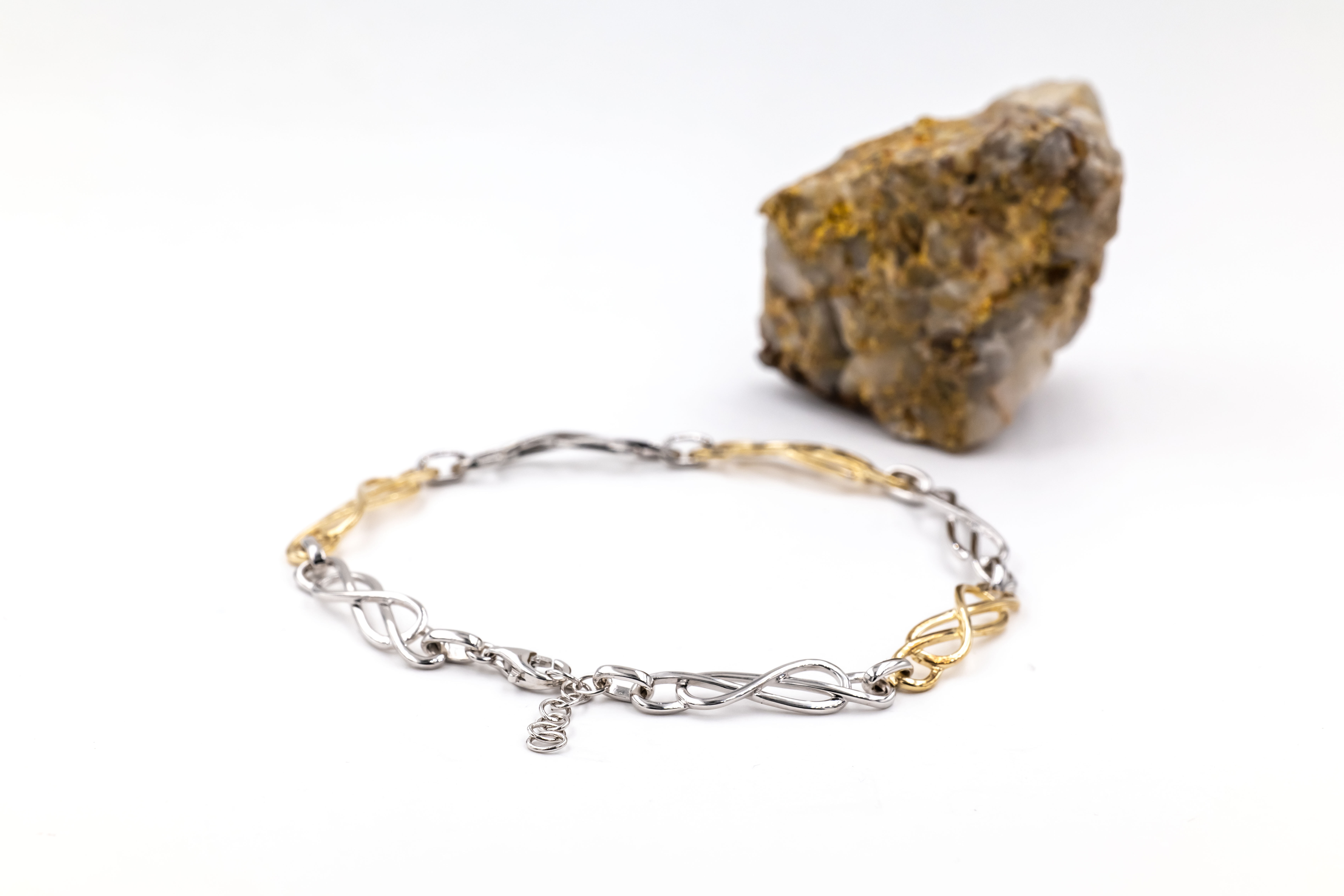 Real Sterling Silver & 10K Yellow Gold Celtic Knot Bracelet For Women