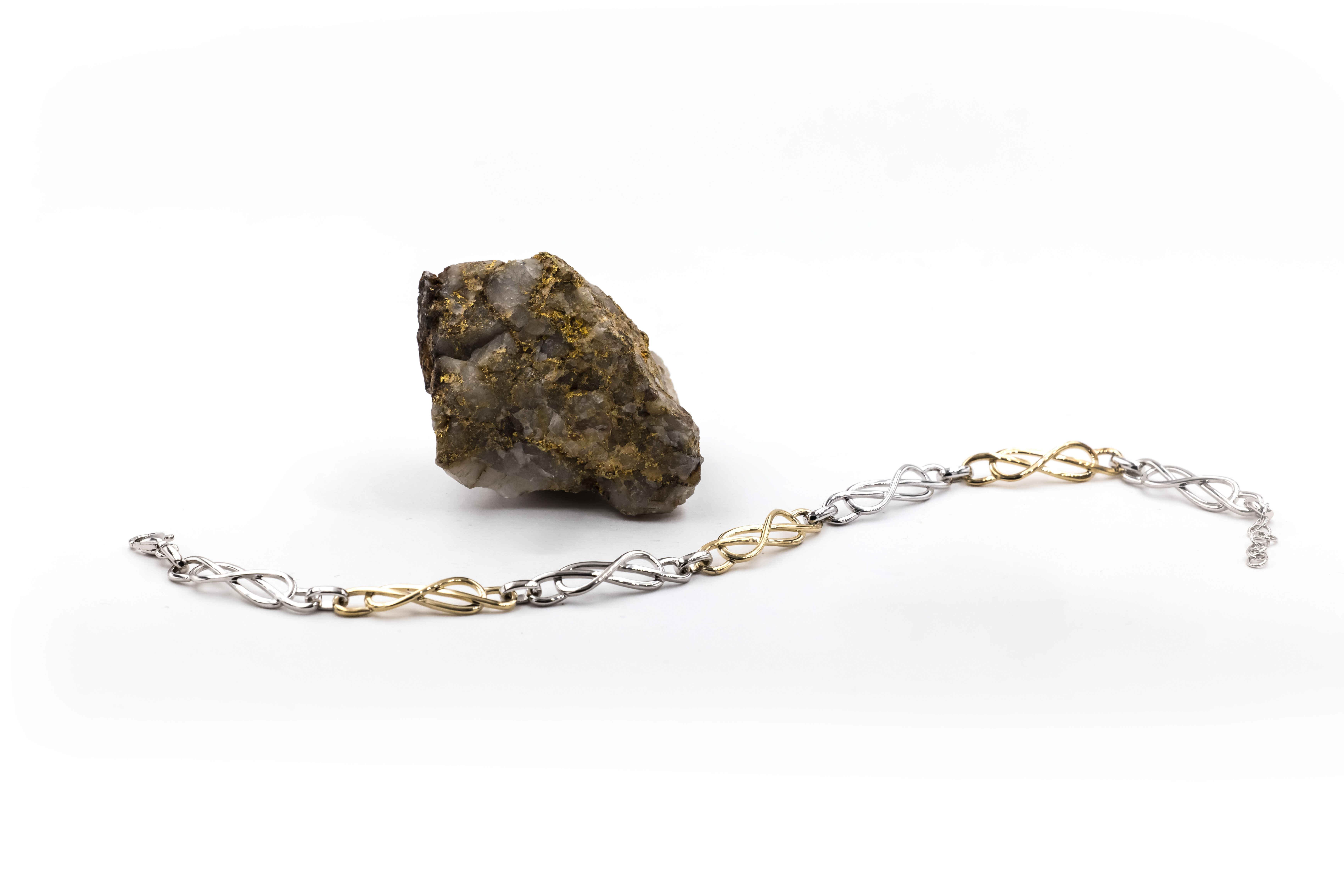 Womens Celtic Knot Bracelet in Real Sterling Silver & 10K Yellow Gold