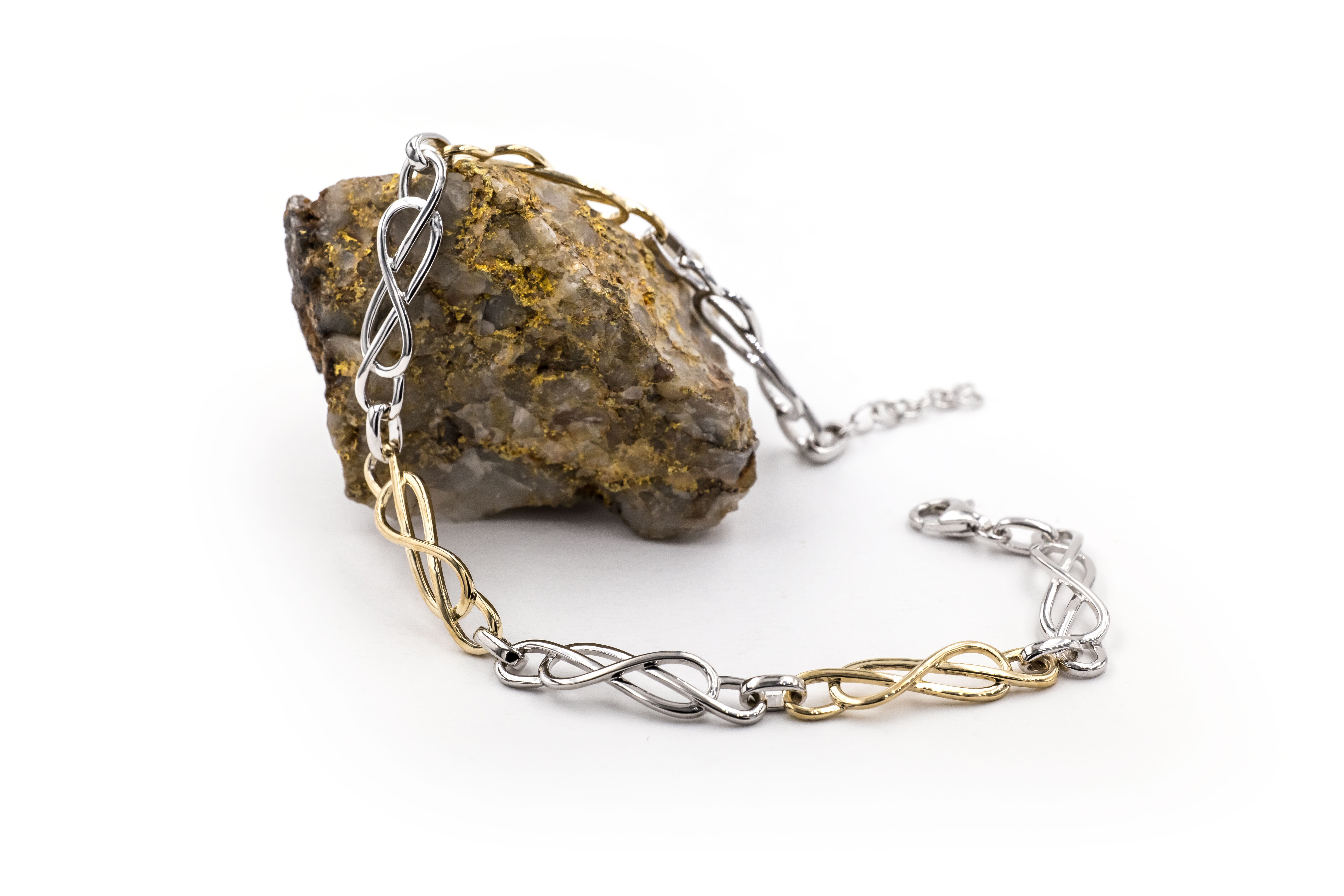 Womens Gorgeous Sterling Silver & 10K Yellow Gold Celtic Knot Bracelet