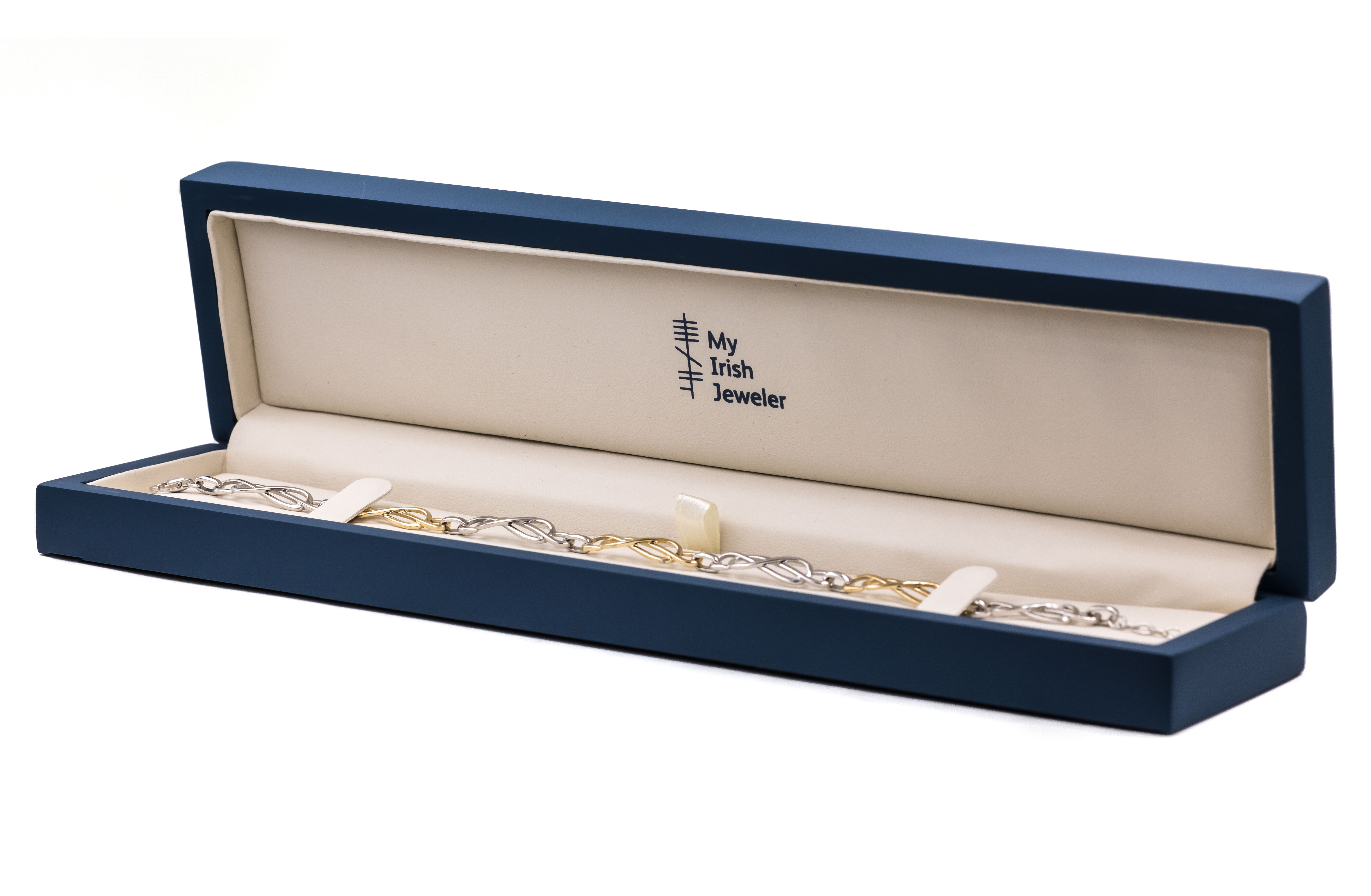 Womens Celtic Knot Bracelet in Real Sterling Silver & 10K Yellow Gold