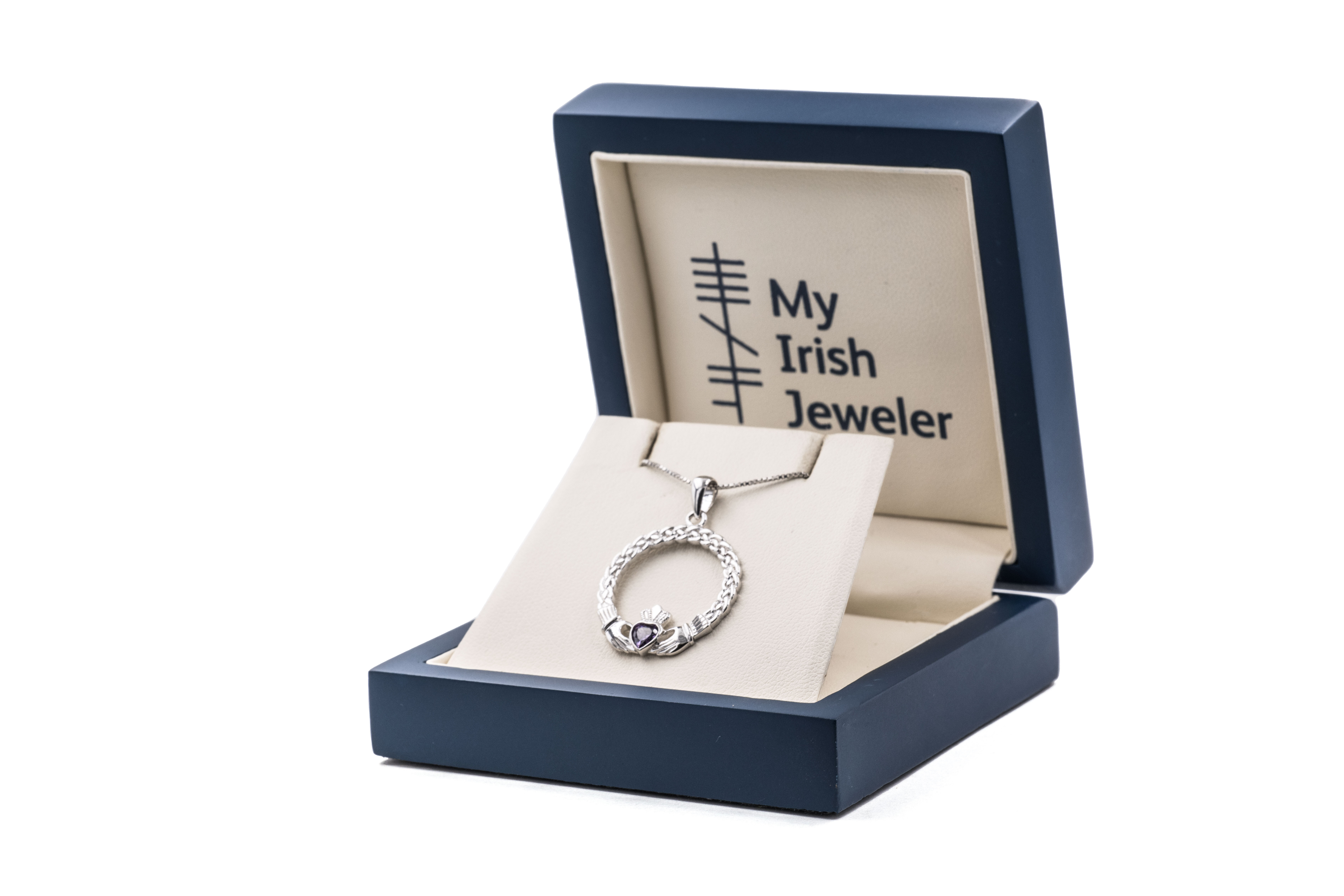 Irish Sterling Silver Claddagh Necklace For Women With a Polished Finish