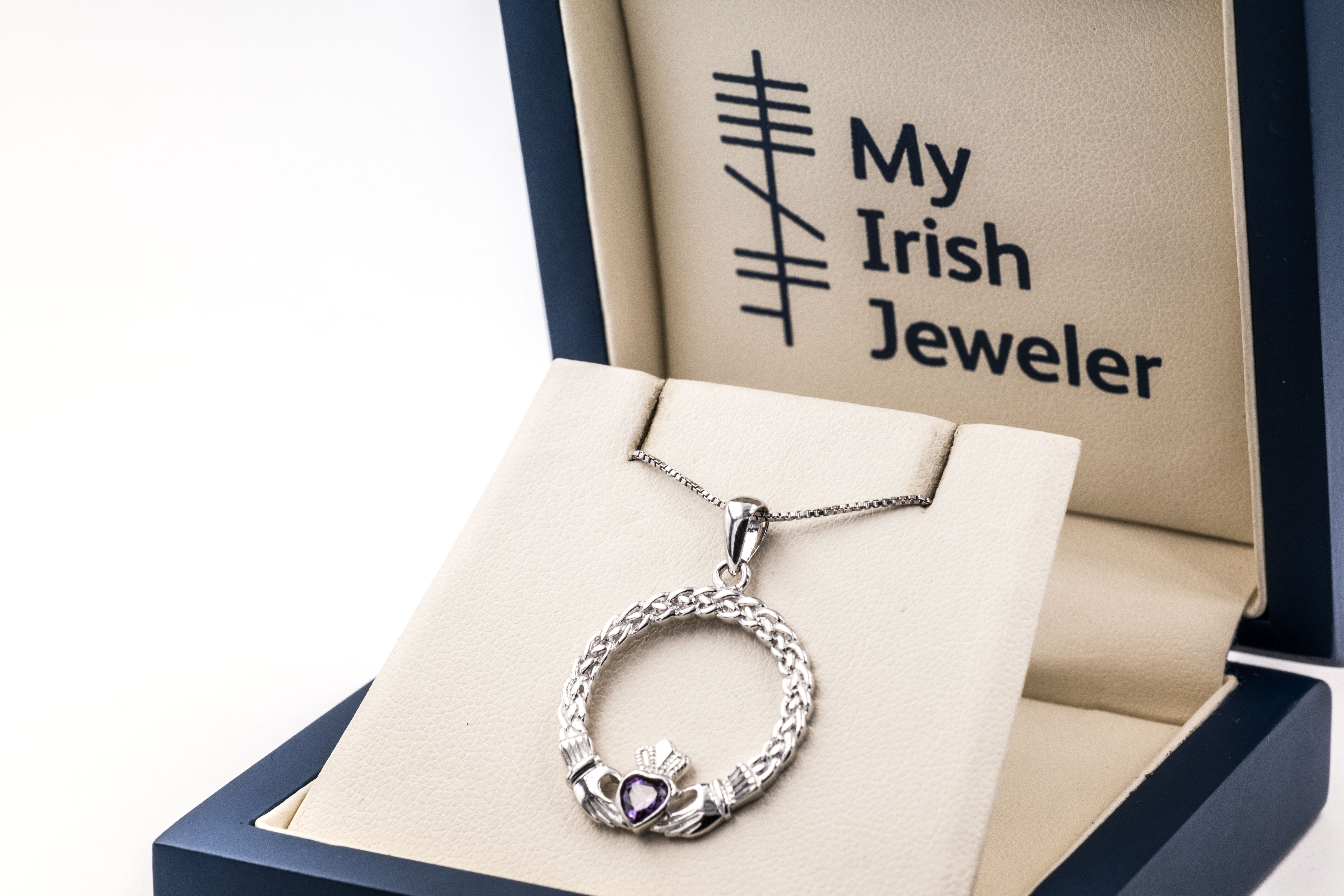 Authentic Sterling Silver Claddagh Necklace For Women With a Polished Finish