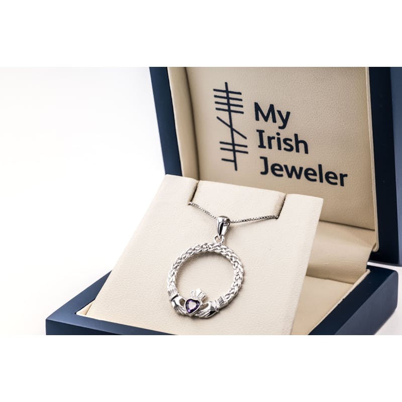 Authentic Sterling Silver Claddagh Necklace For Women With a Polished Finish