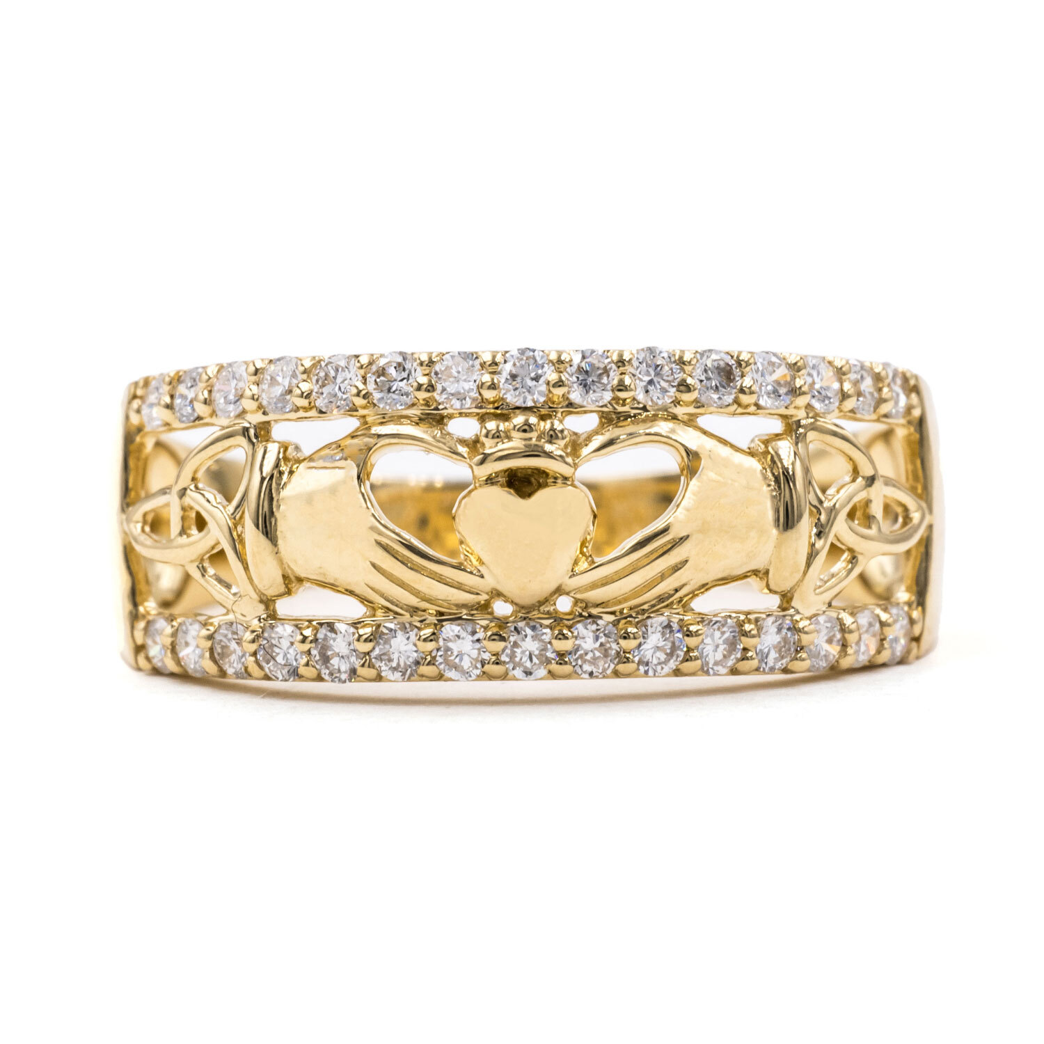 Claddagh Trinity Pave Ring