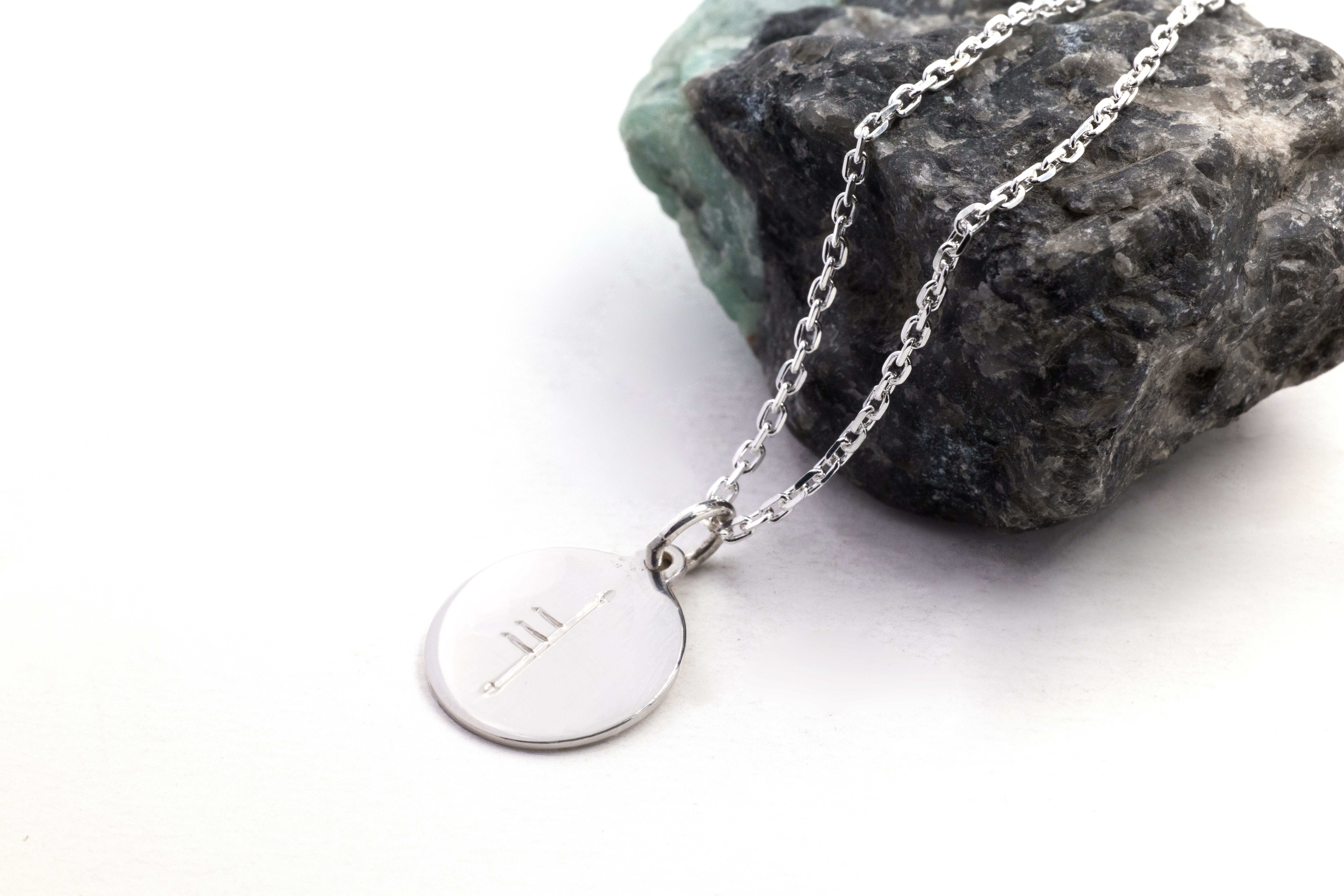 Small Genuine Sterling Silver Ogham Necklace