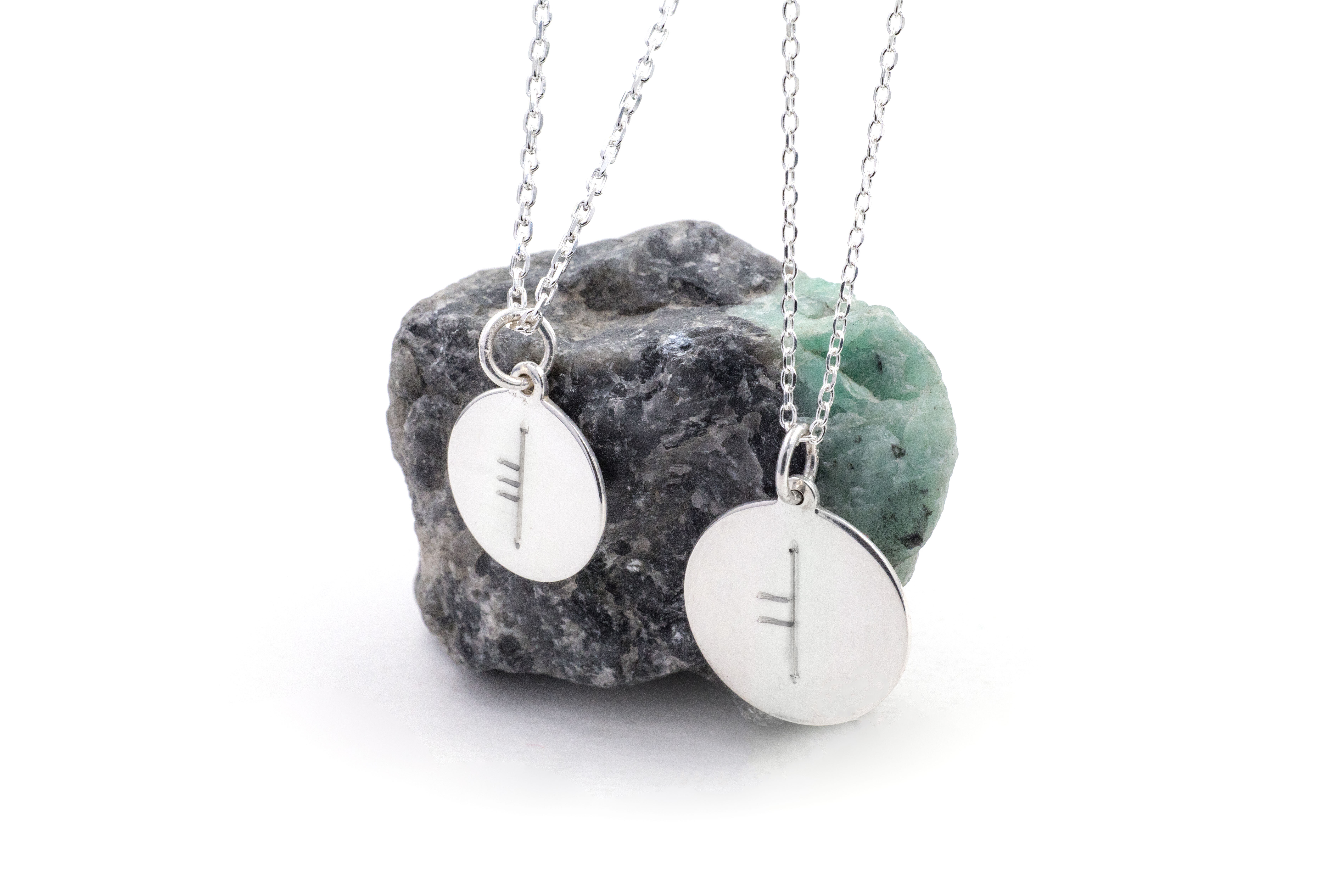 Large Engraved Sterling Silver Ogham Necklace
