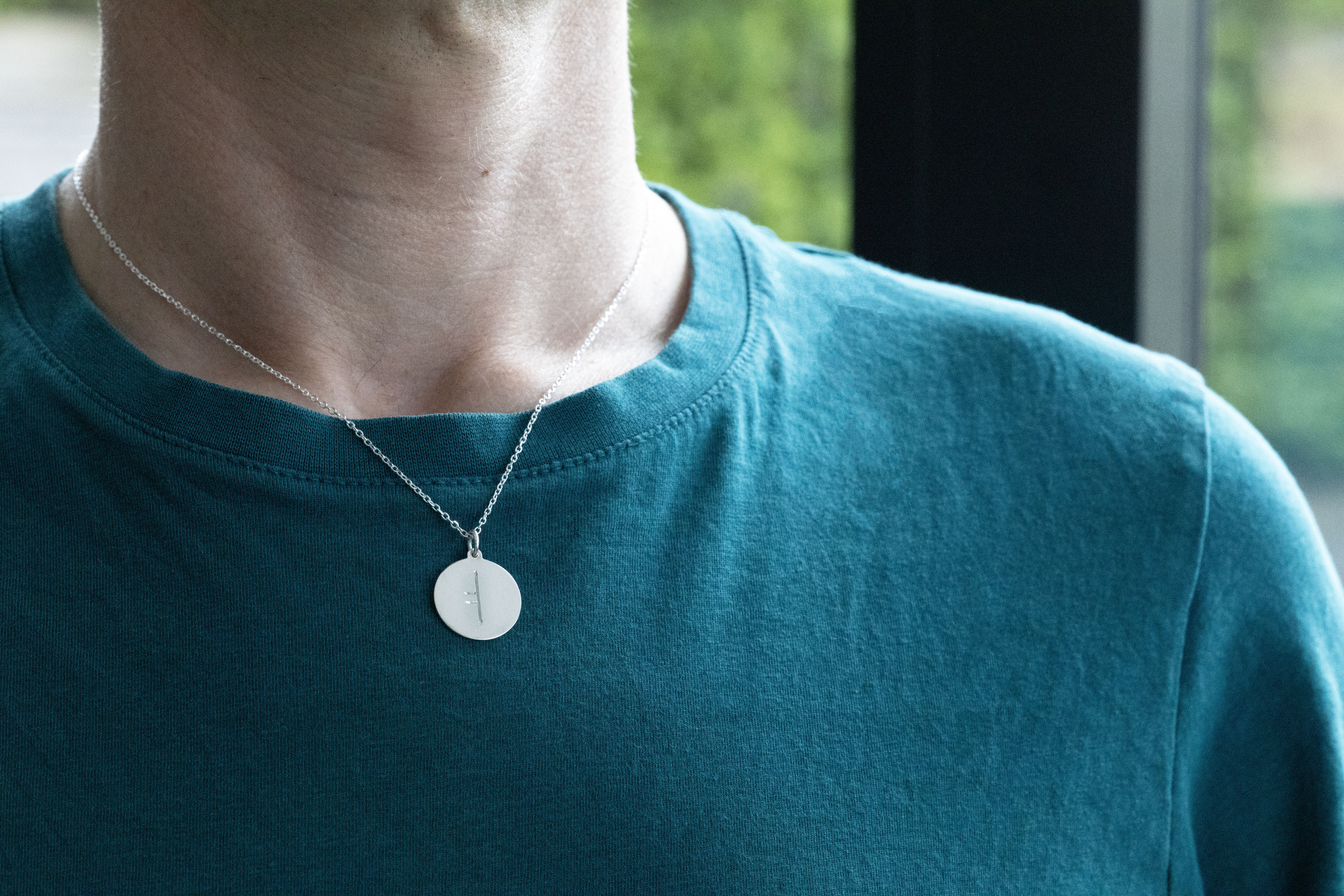 Gorgeous Sterling Silver Ogham Necklace - Model Photo